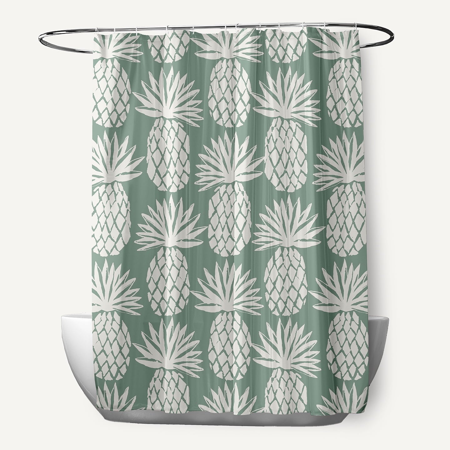 Simply Daisy Pineapple Pattern Sage 70" w x 73" h Shower Curtain