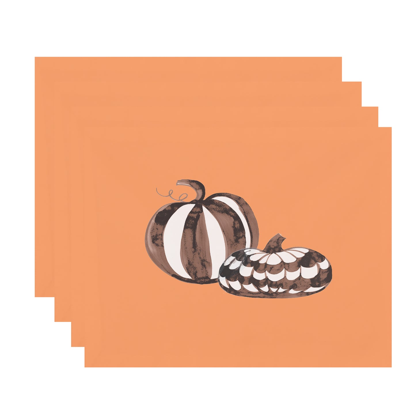 Simply Daisy Pumpkin Duo 18x14 Inch Orange Halloween Print Placemat (Set of 4)