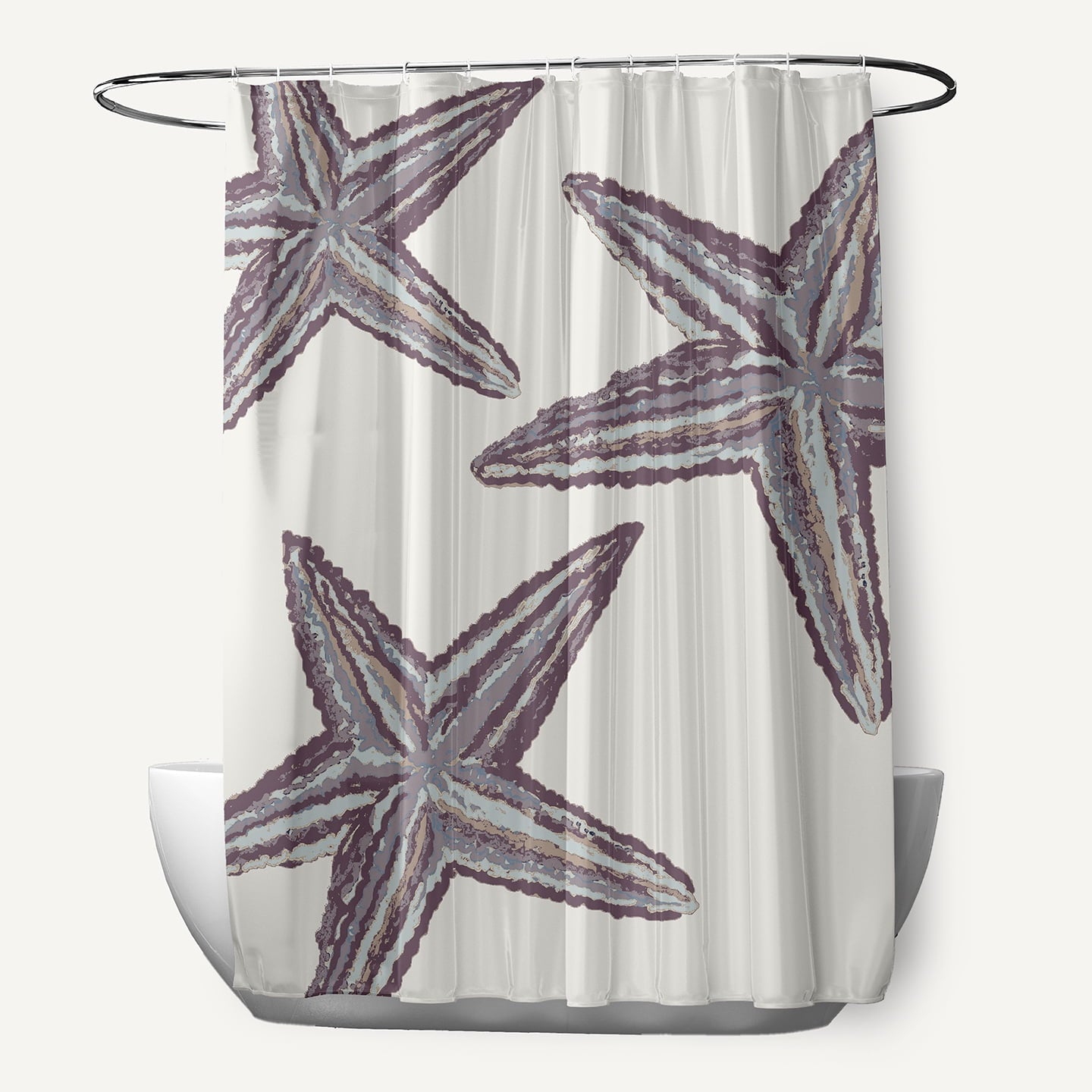 Simply Daisy Starfish Constellation Dusty Purple 70" w x 73" h Shower Curtain