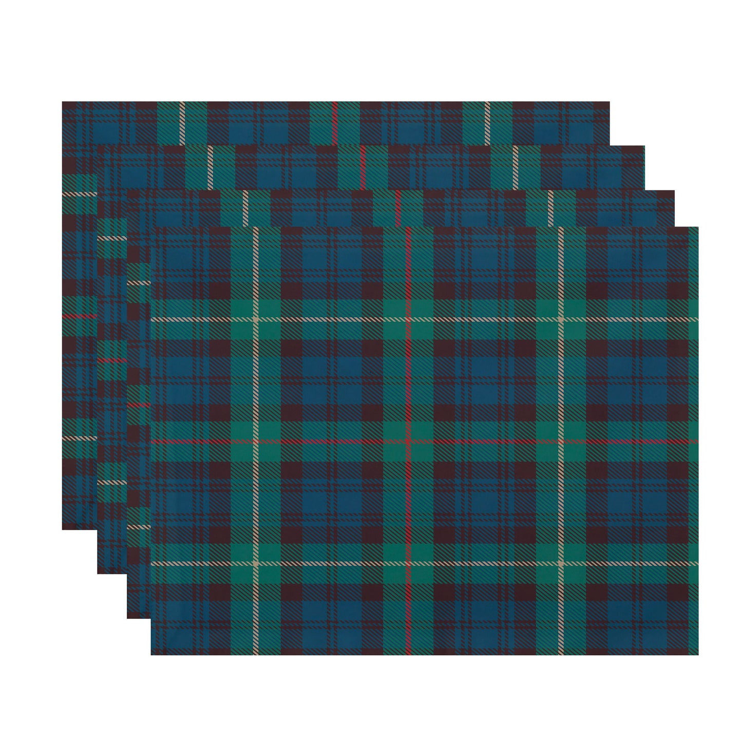 Simply Daisy Tartan Plaid 18 x 14 Inch Navy Blue Holiday Print Placemat (Set of 4)