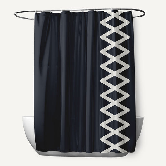 Simply Daisy Zipper Stripe Shark Blue 70" w x 73" h Shower Curtain