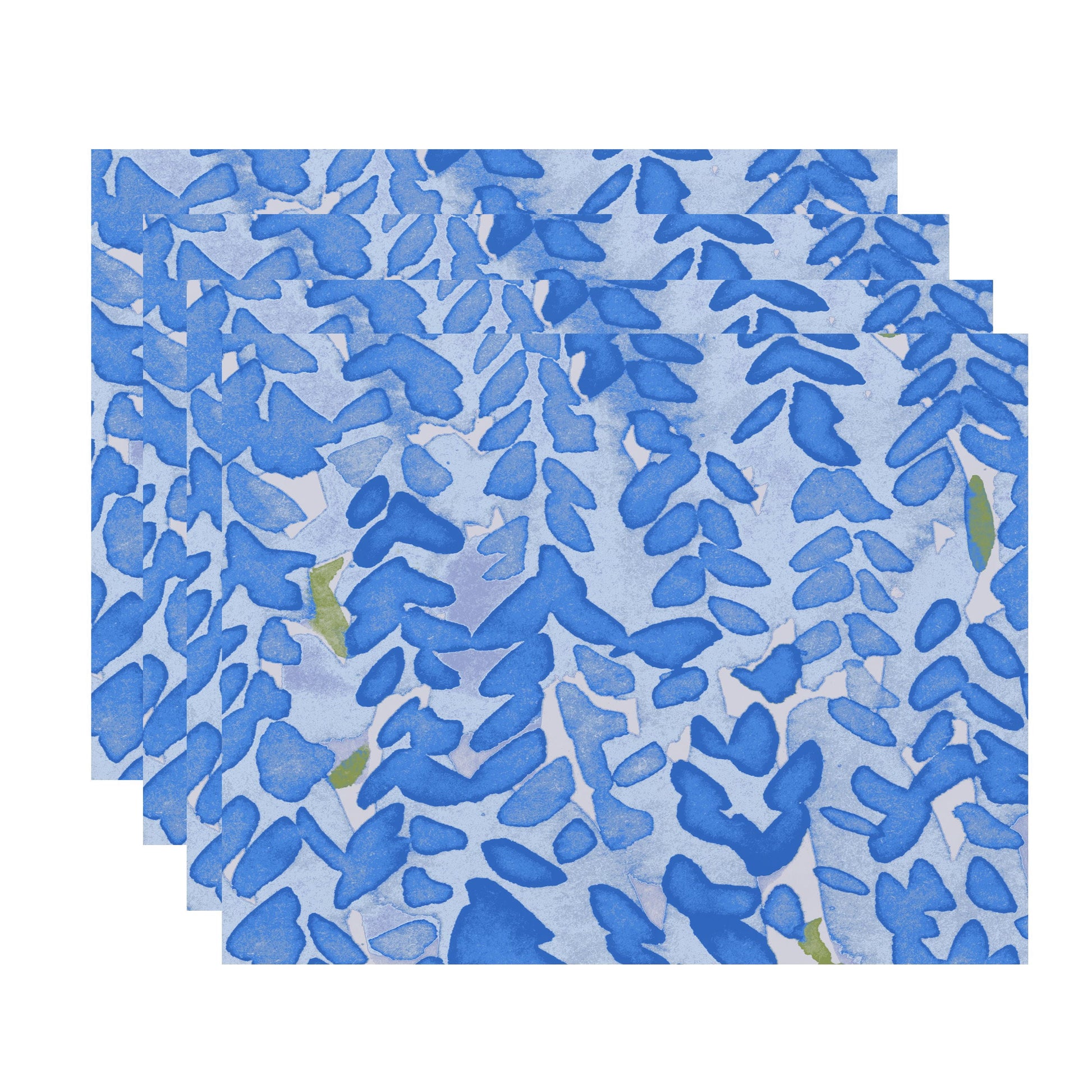 Simply Daisy's Flower Bell 18x14 inch Blue Floral Print Placemat (Set of Four)
