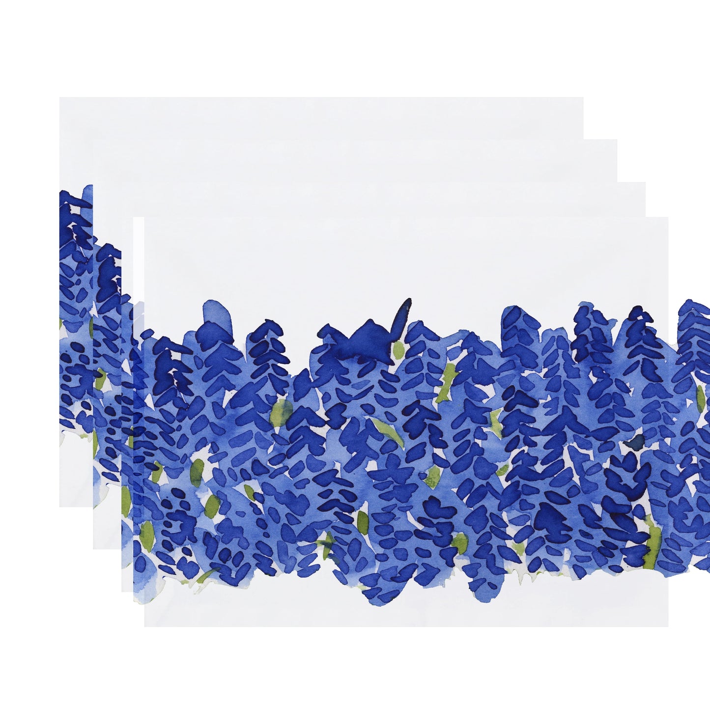 Simply Daisy's Flower Bell Bunch 18x14 inch Blue Floral Print Placemat (Set of Four)