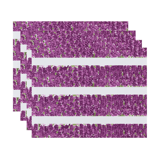 Simply Daisy's Flower Bell Stripe 18x14 inch Purple Floral Print Placemat (Set of Four)