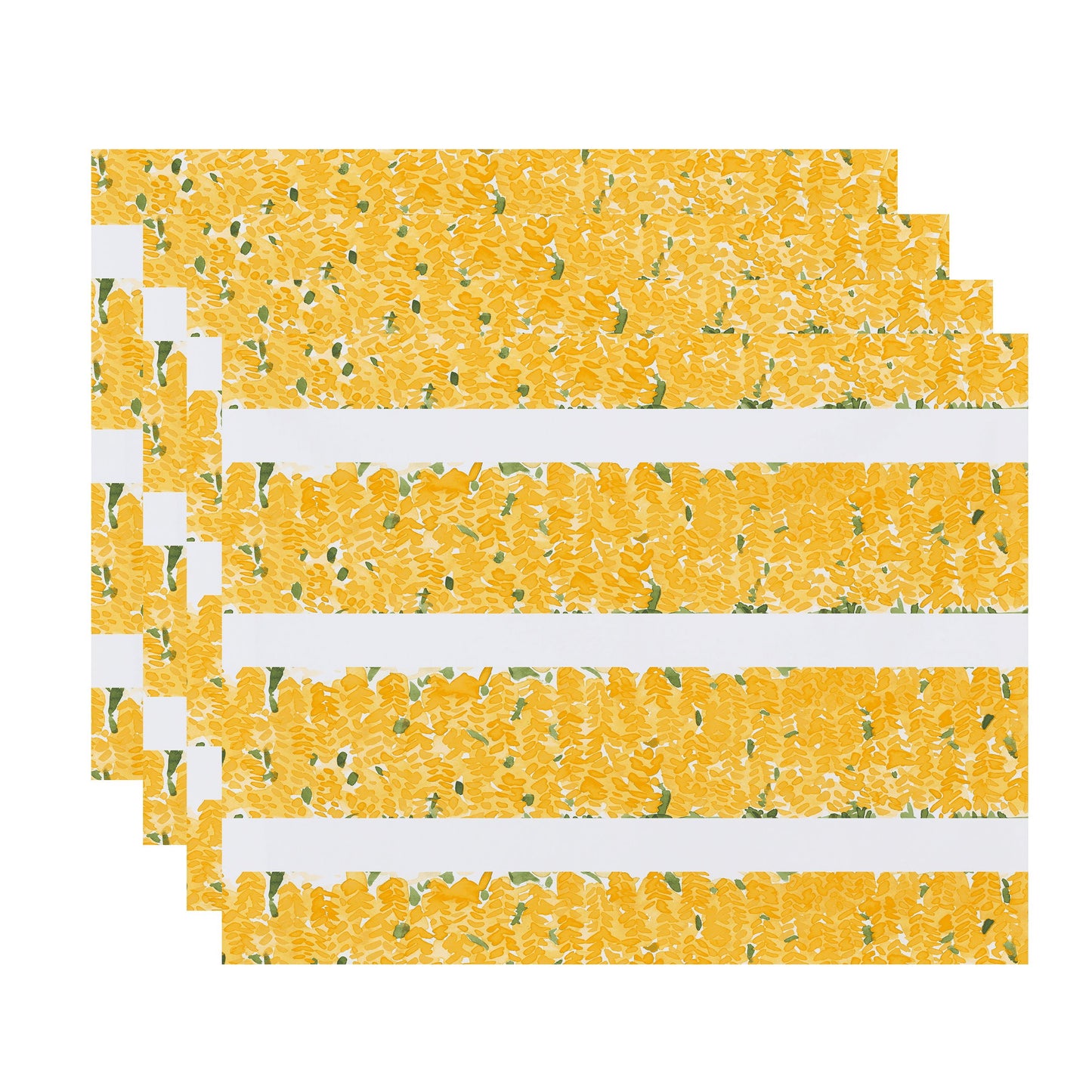 Simply Daisy's Flower Bell Stripe 18x14 inch Yellow Floral Print Placemat (Set of Four)