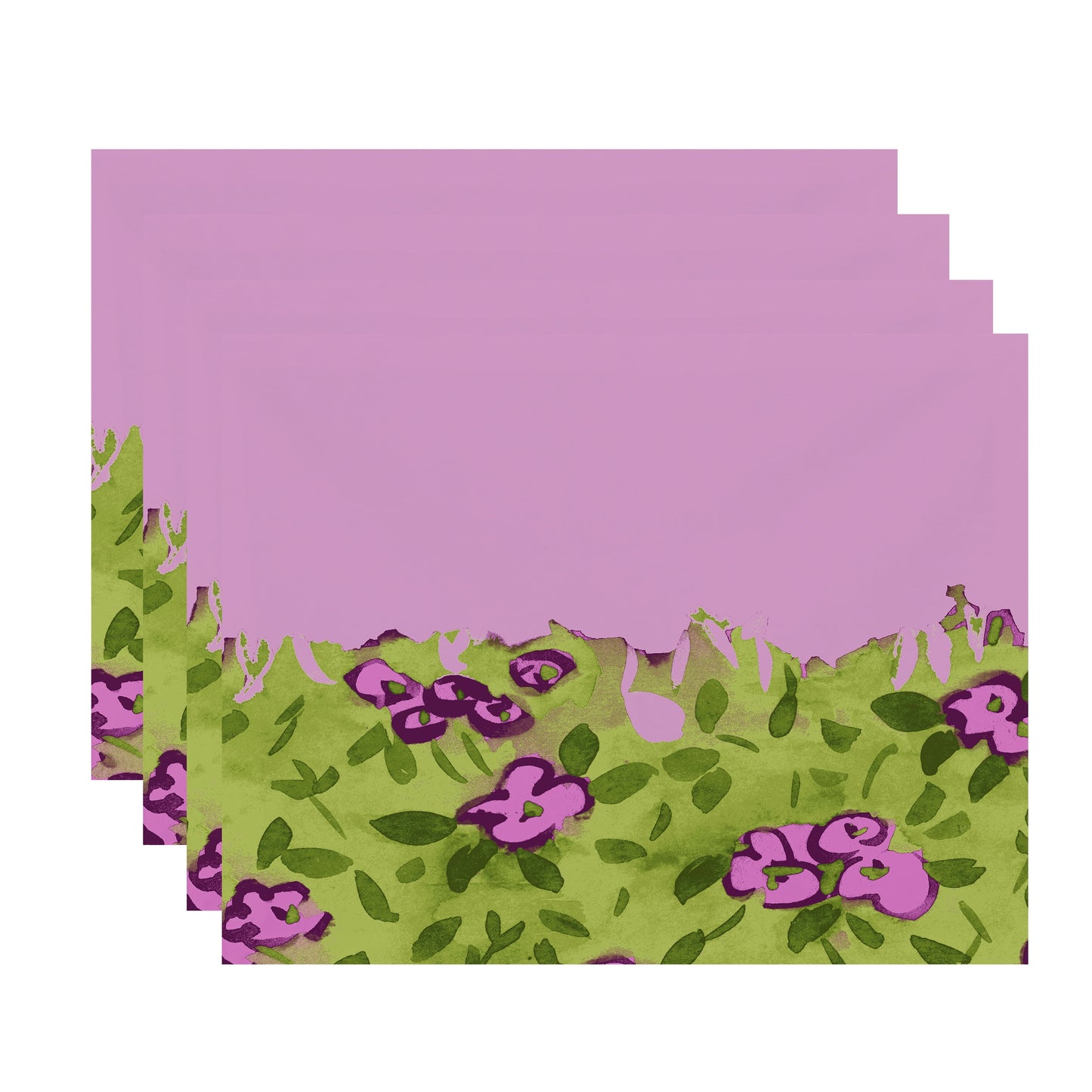 Simply Daisy's Forget Me Not Bunch 18x14 inch Purple Floral Print Placemat (Set of Four)
