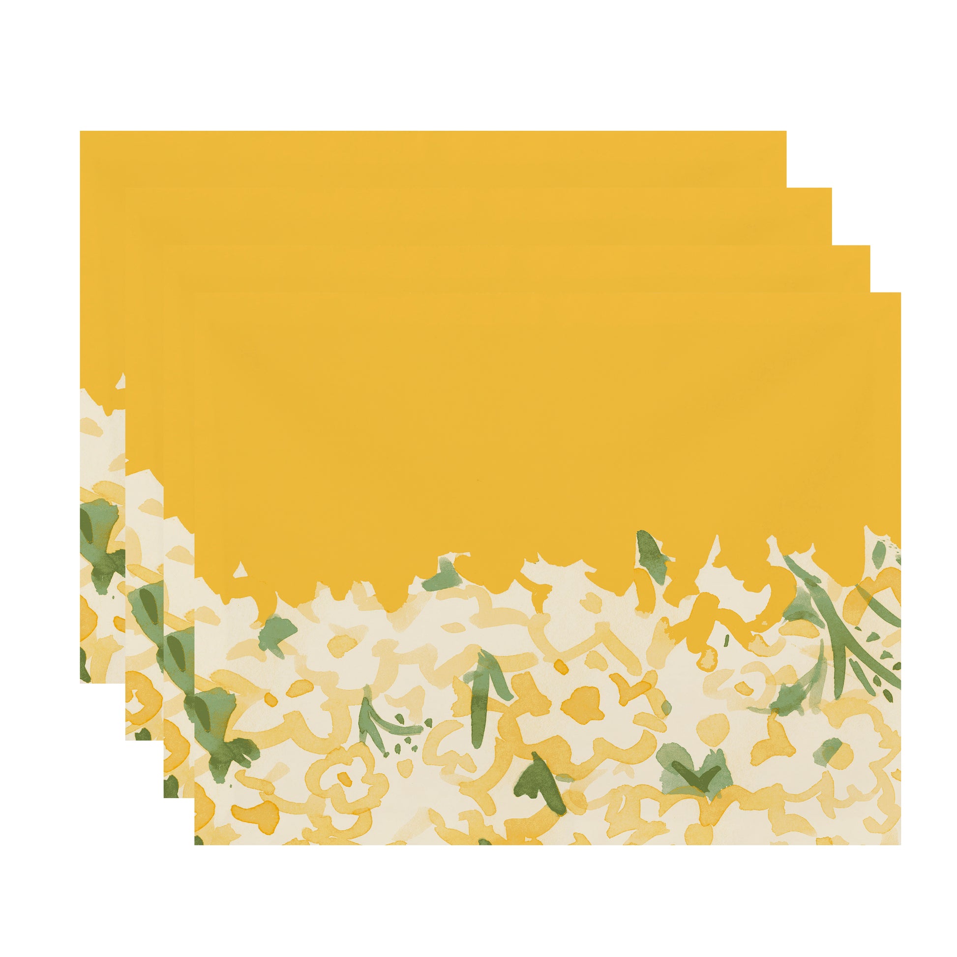 Simply Daisy's Gardenia Garden 18x14 inch Yellow Floral Print Placemat (Set of Four)