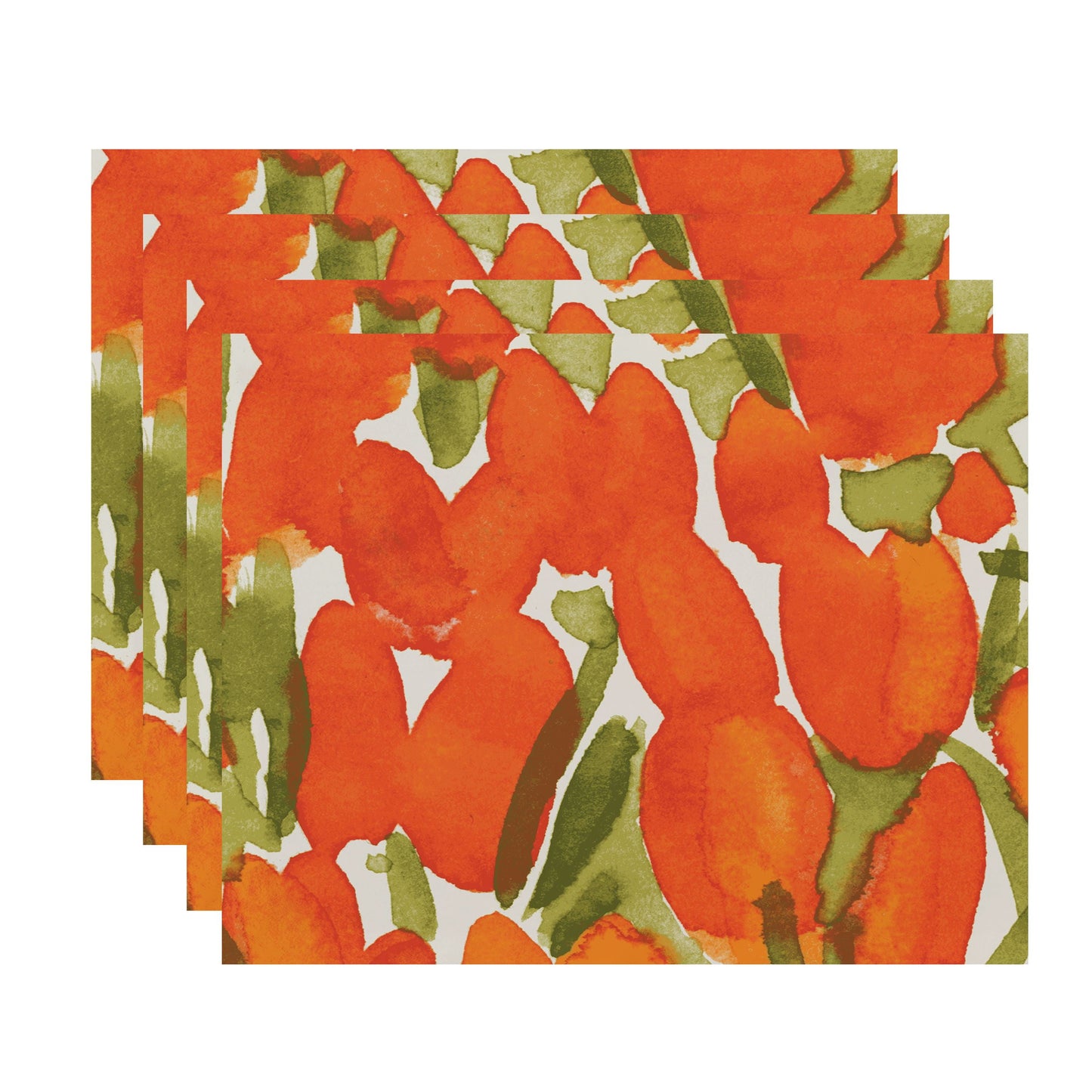 Simply Daisy's Sunset Tulip 18x14 inch Orange Floral Print Placemat (Set of Four)
