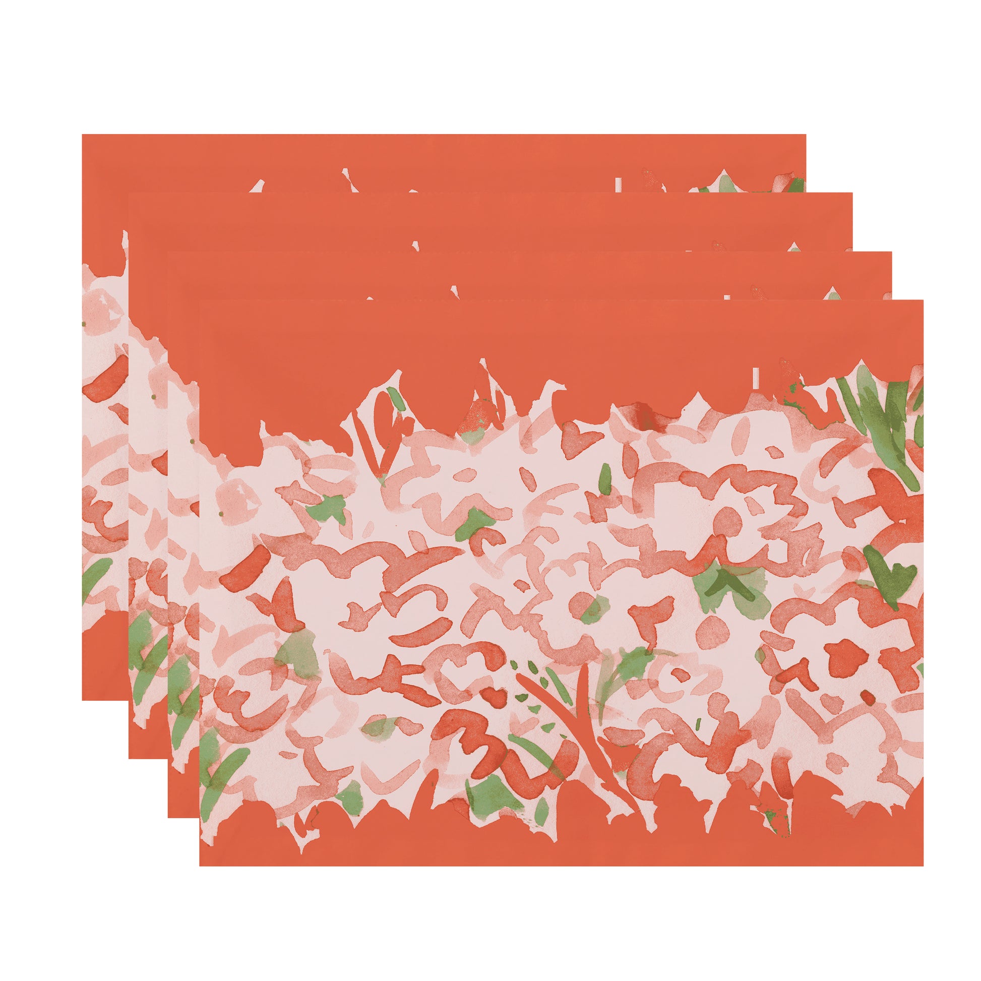 Simply Daisy's Sunset Tulip Garden 18x14 inch Orange Floral Print Placemat (Set of Four)