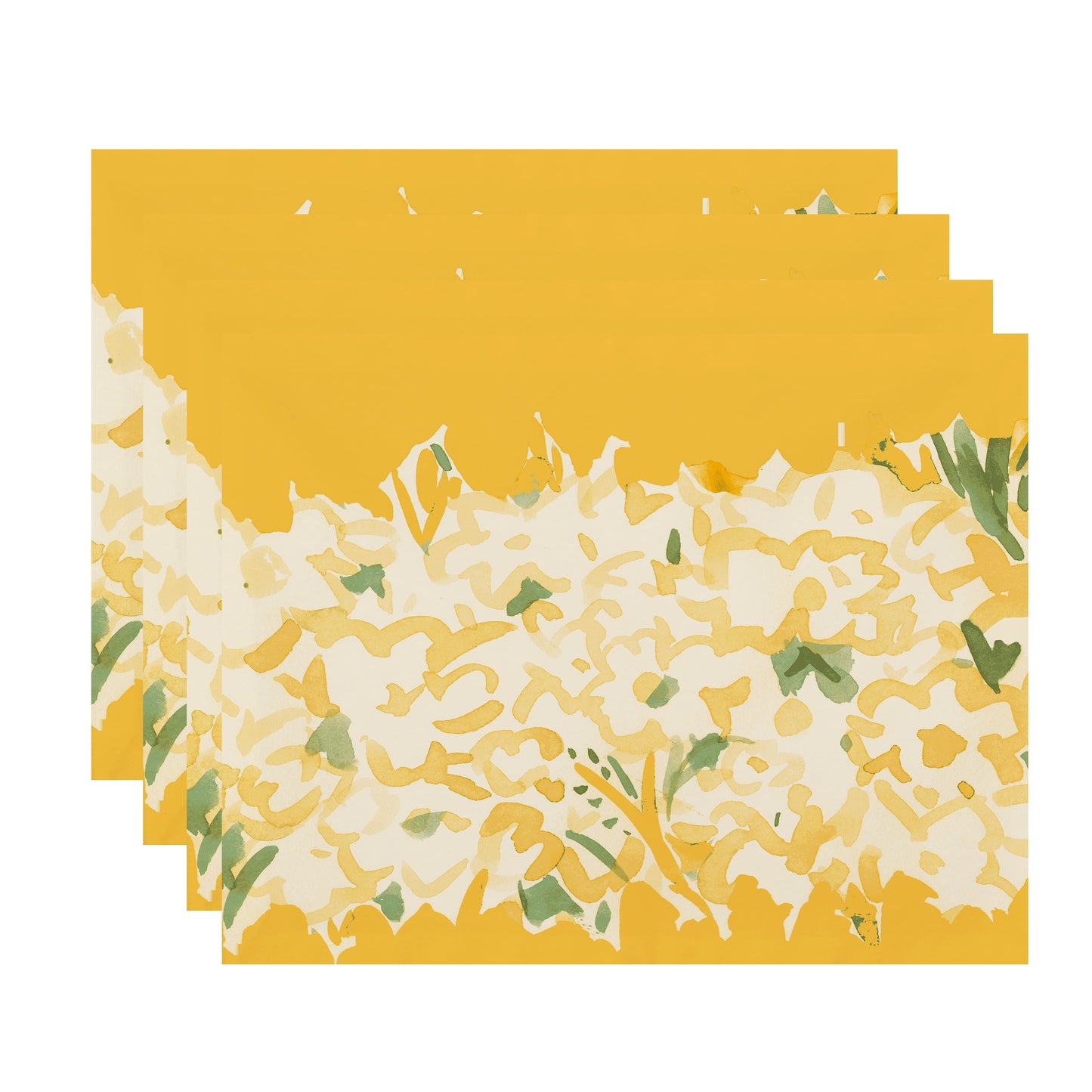 Simply Daisy's Sunset Tulip Garden 18x14 inch Yellow Floral Print Placemat (Set of Four)