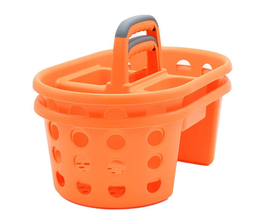 SimplyKleen 2 Pack Plastic Plastic Shower Caddy Storage Shower Basket Orange