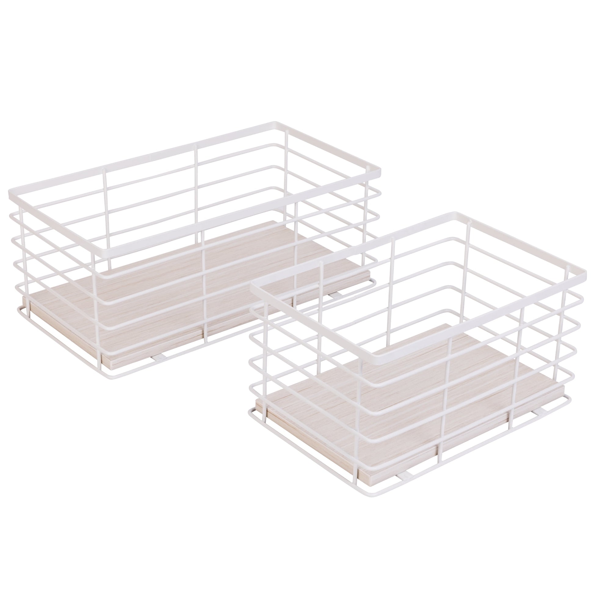 Smart Design Kitchen Caddy with Premium Wood Accents - 2 Pack- White