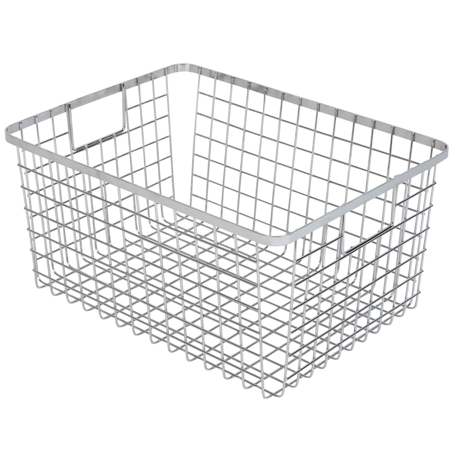 Smart Design Nestable Basket Organizer with Handles - 9 x 12 x 6 inches - Chrome - Set of 4