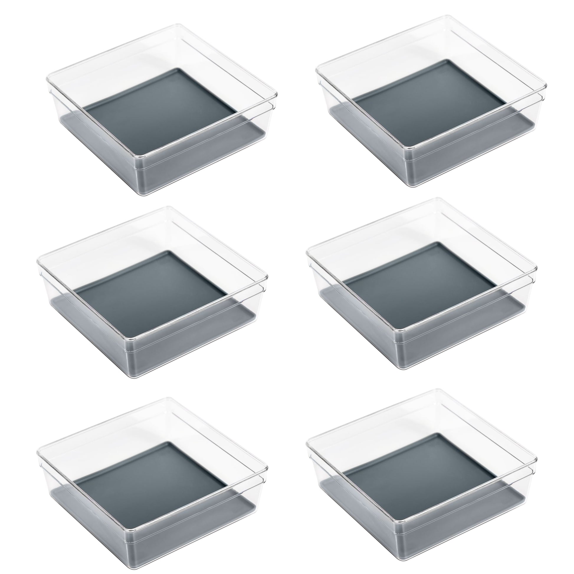 Smart Design Plastic Drawer Organizer - 6 x 6 inch - Gray