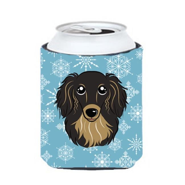 Carolines Treasures BB1647CC Snowflake Longhair Black And Tan Dachshund Can & Bottle Hugger