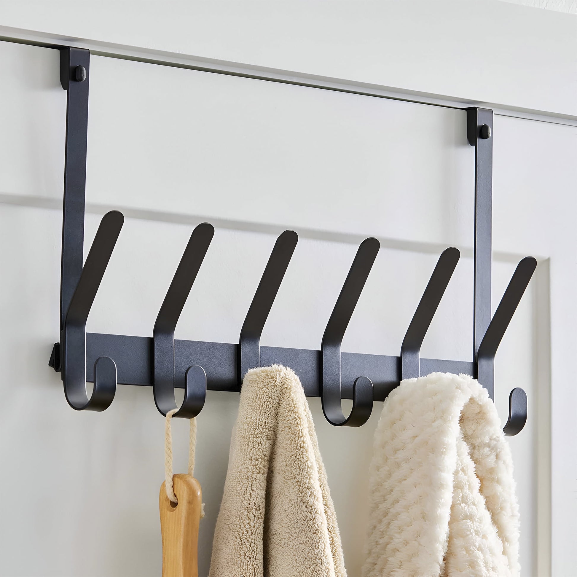Better Homes & Gardens SnugFit Over-the-Door Hook Rack with 6 Double Hooks, Matte Black