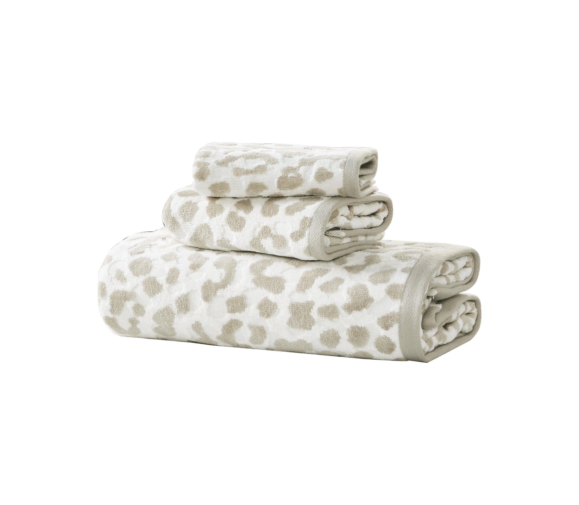 Sofia Home 3-Piece Leopard Jacquard Towel Set, Gray by Sofia Vergara