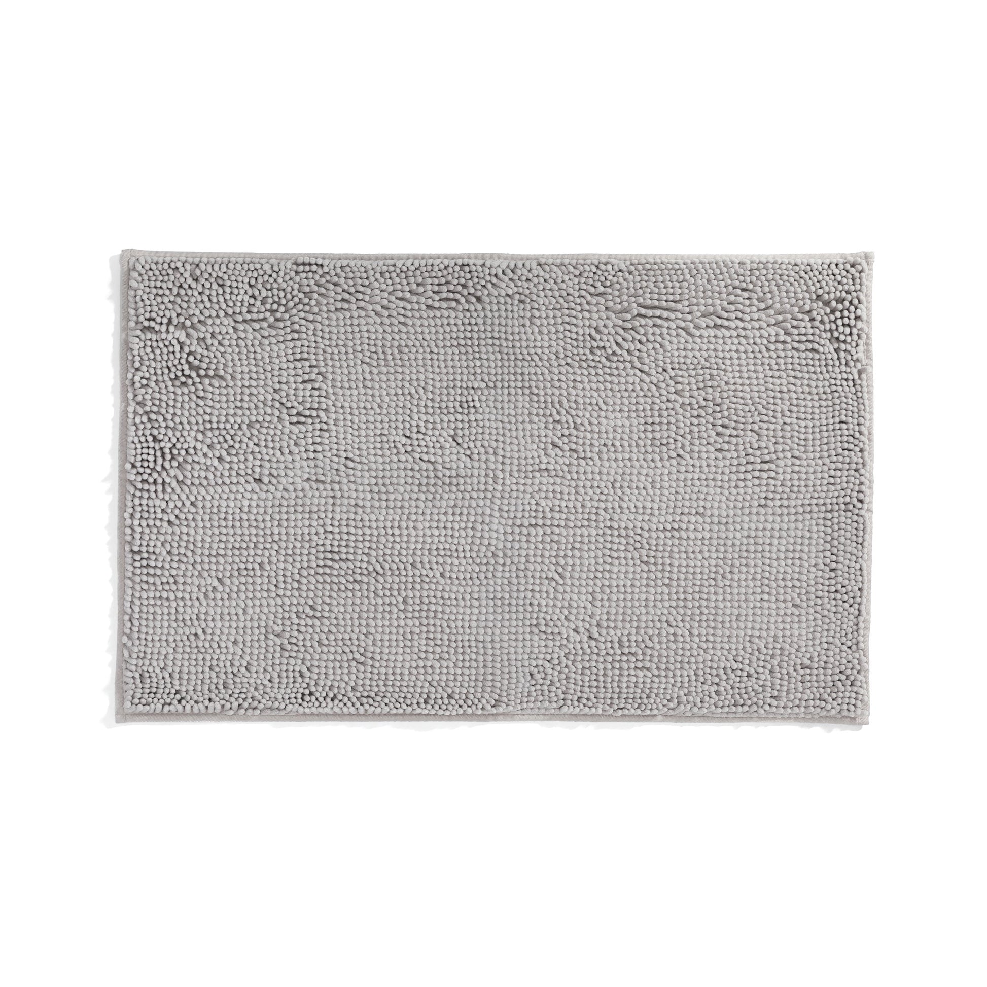 Soft Absorbent Chenille Bath Mat Rug with Anti-Skid Rubber Backing, 34 x 21, Light Gray, by Noble Linens