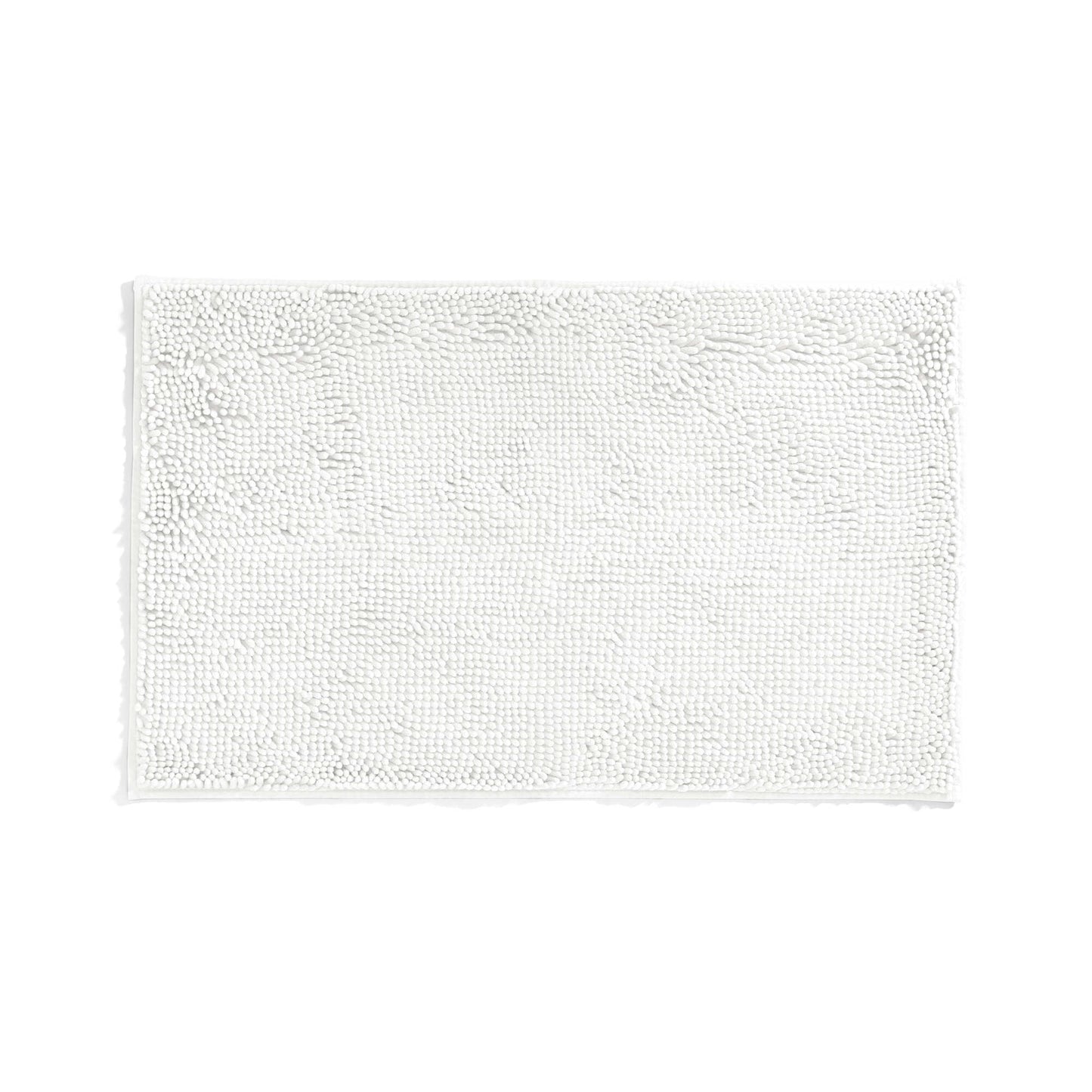 Soft Absorbent Chenille Bath Mat Rug with Anti-Skid Rubber Backing, 34 x 21, White, by Noble Linens