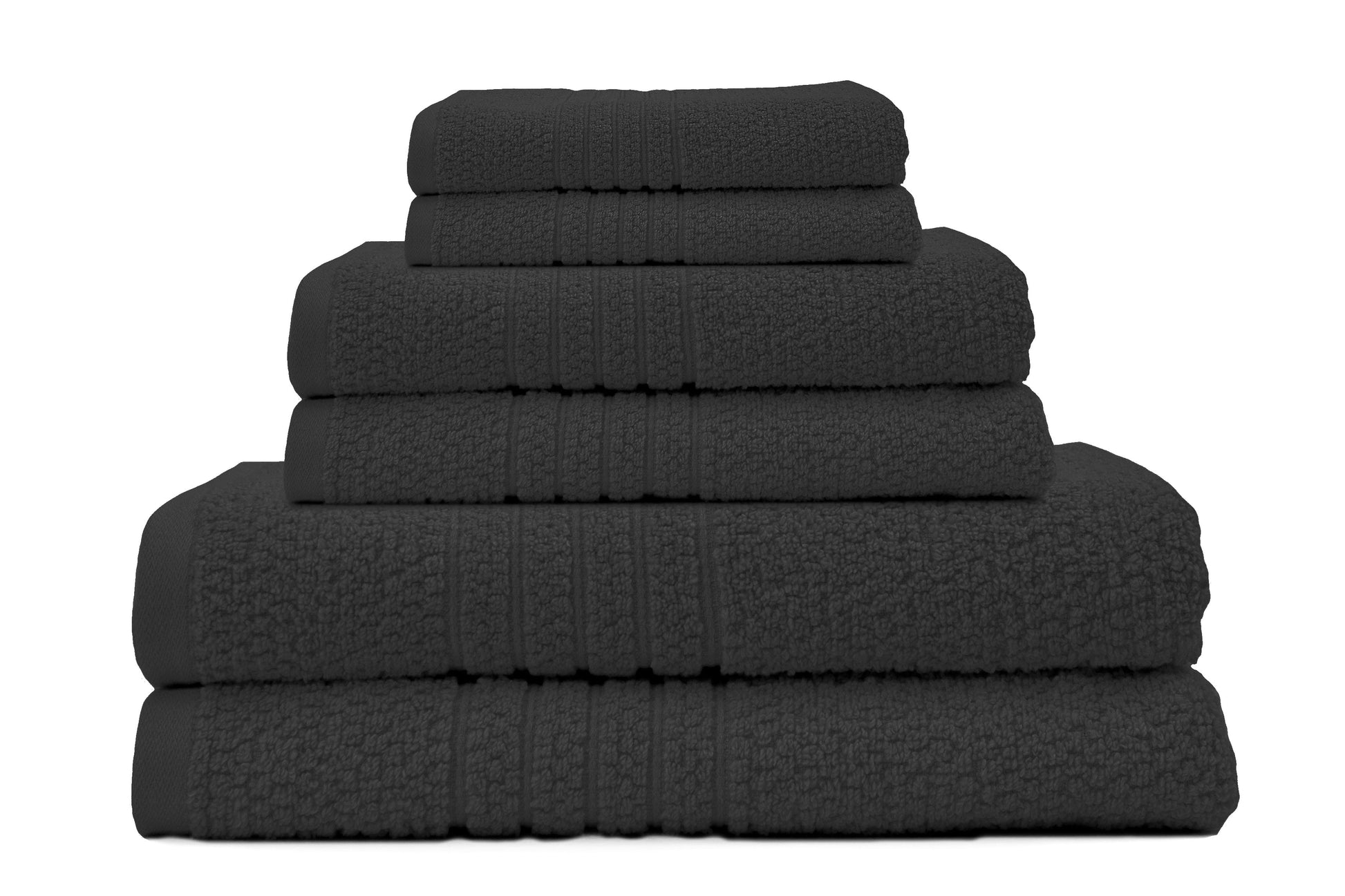 Softee Pastel Textured 6-Piece 100% Cotton Bath Towel Set, Black
