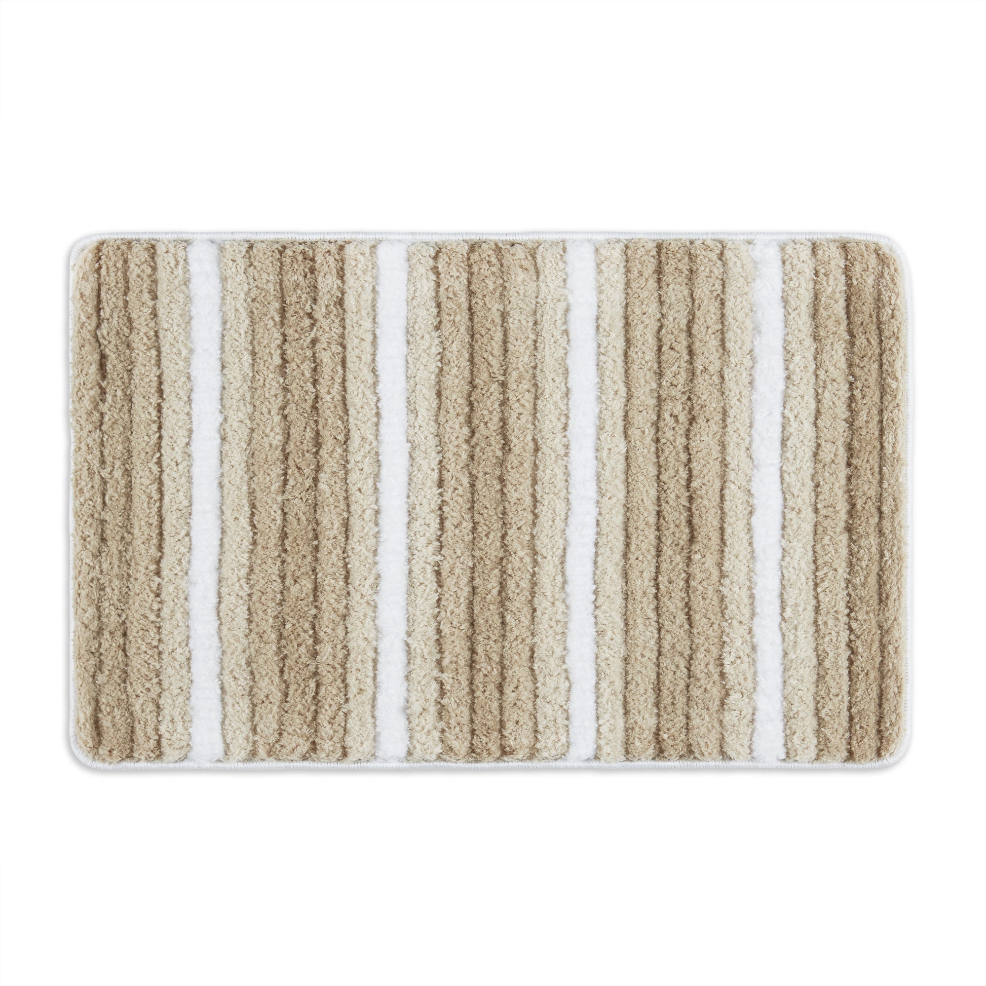Sohome Chino Striped Machine Washable Bath Mat, Brown/White, 27"x48"