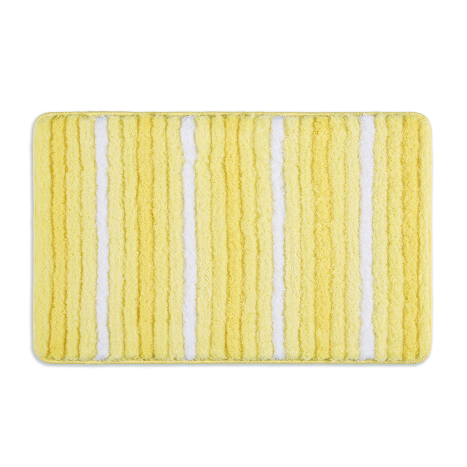 Sohome Chino Striped Machine Washable Bath Mat, Yellow/White, 27"x48"