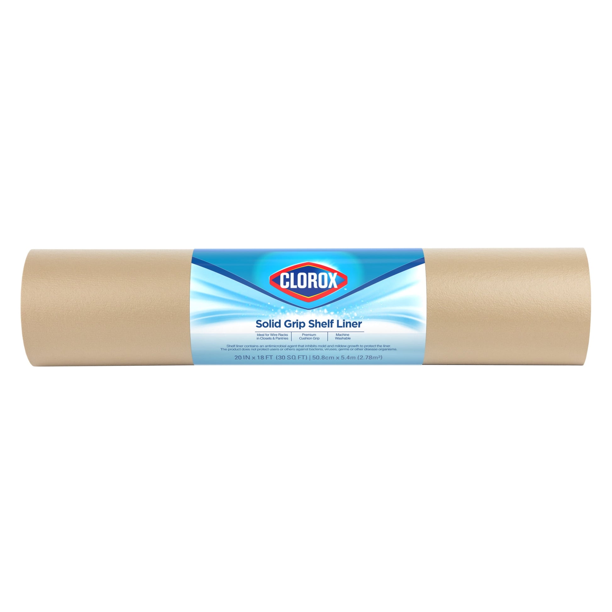 Solid Grip Shelf Liner with Clorox, Taupe, 20 in. x 18 ft. Roll