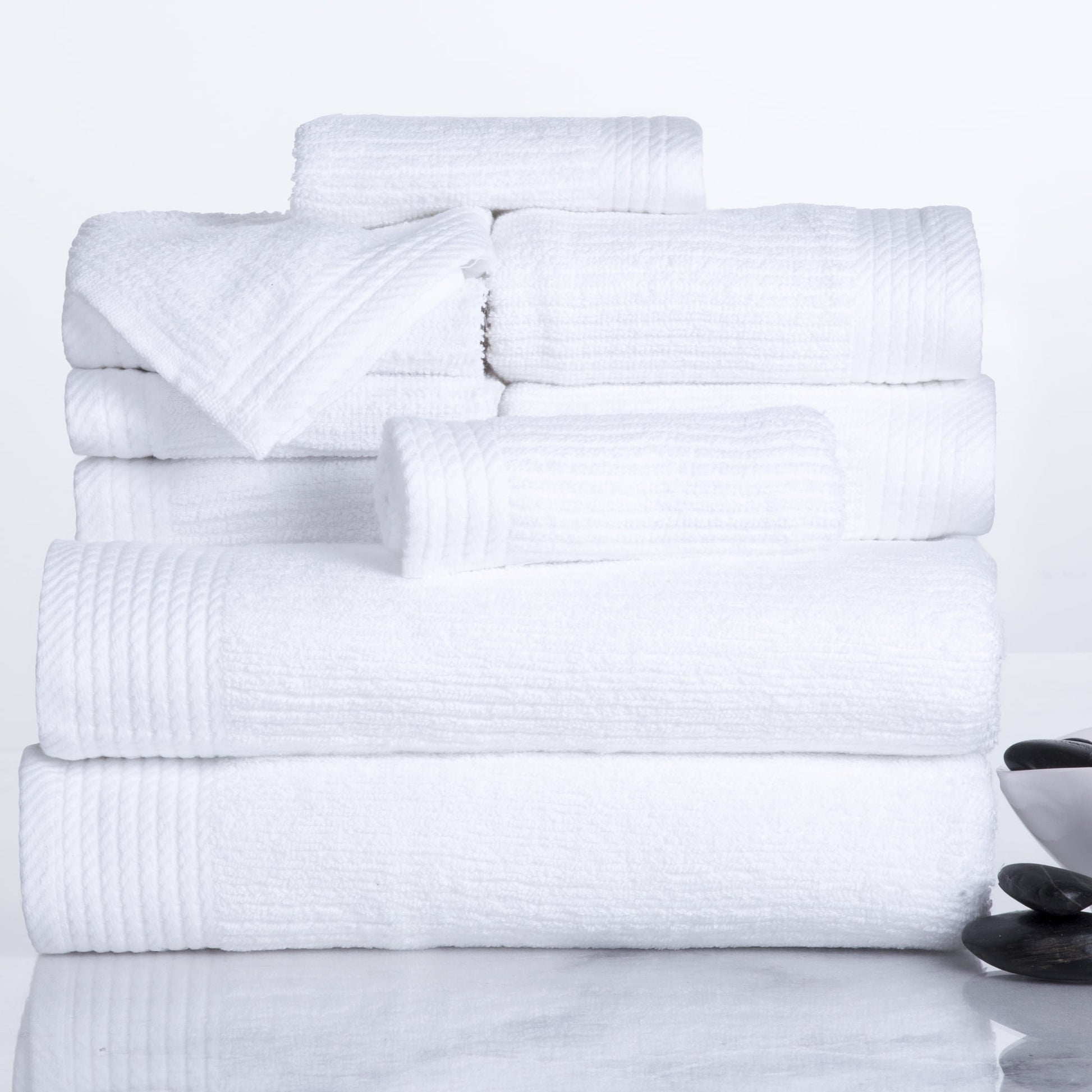 Somerset  Home 10-Piece 100% Cotton Ribbed Pile Bath Towel Set (White)
