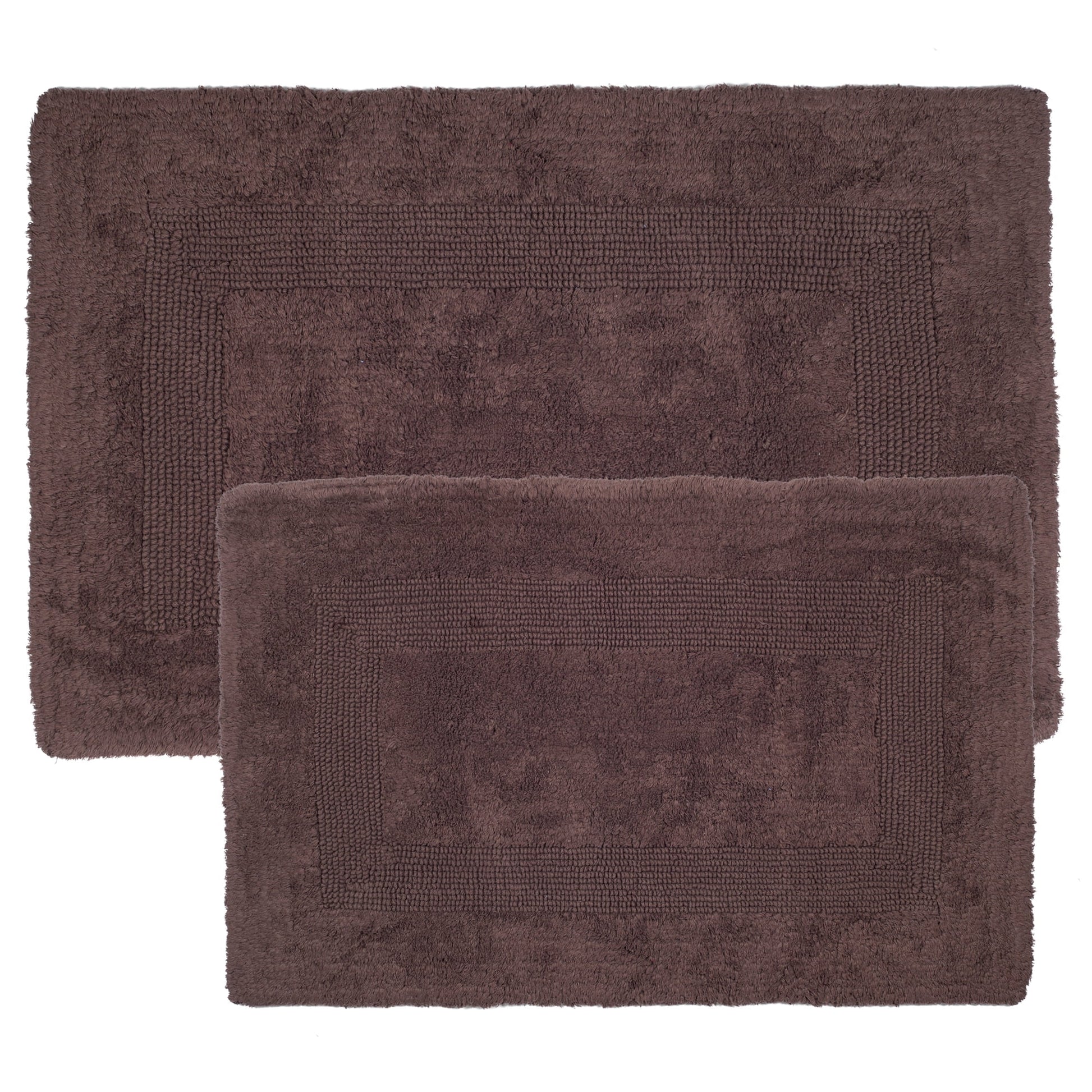 SH 100% Cotton 2 Piece Reversible Rug Set - Chocolate
