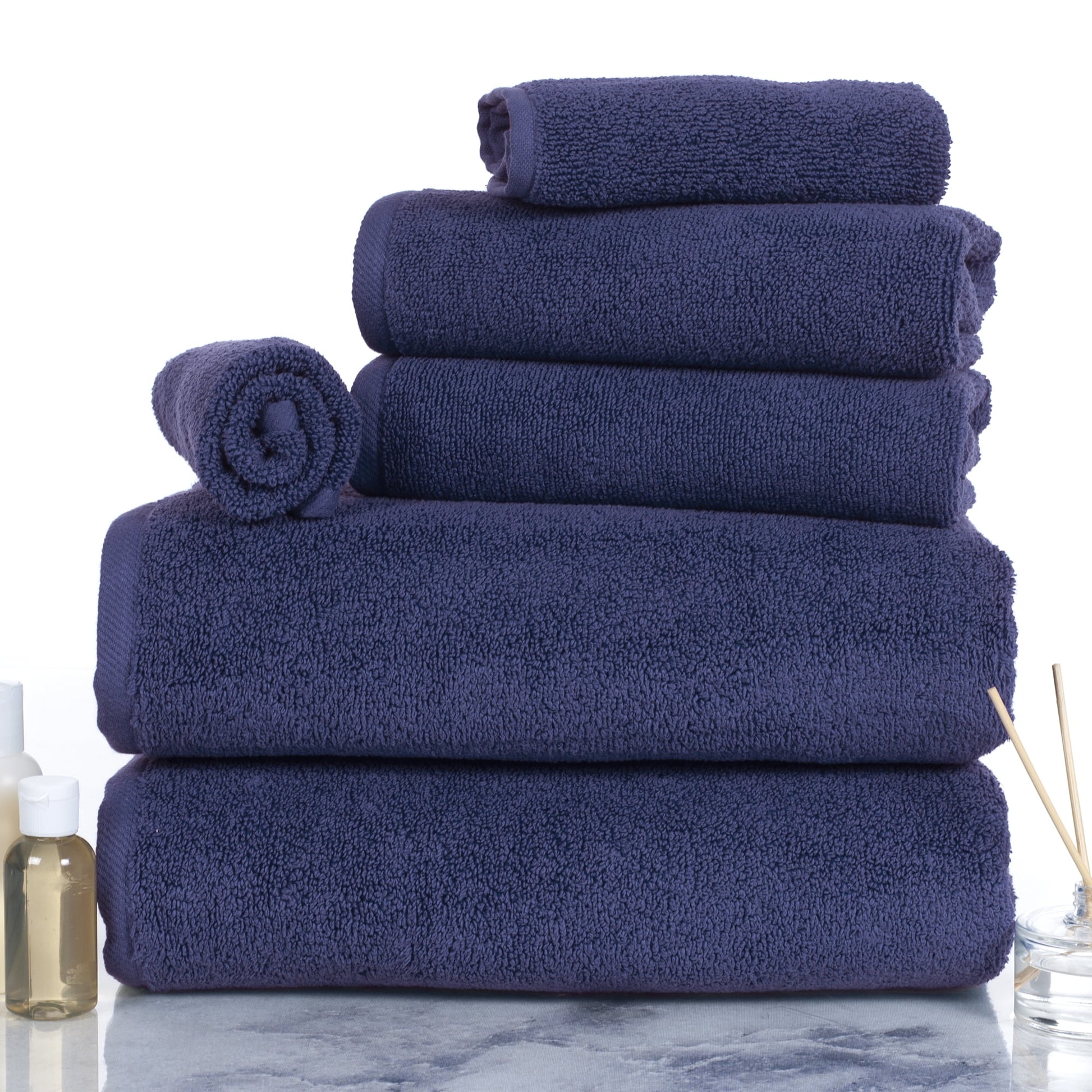 Somerset Home Juego de 6 Toallas de BaÃ±o 100% AlgodÃ³n Lavables a MÃ¡quina, Azul Marino