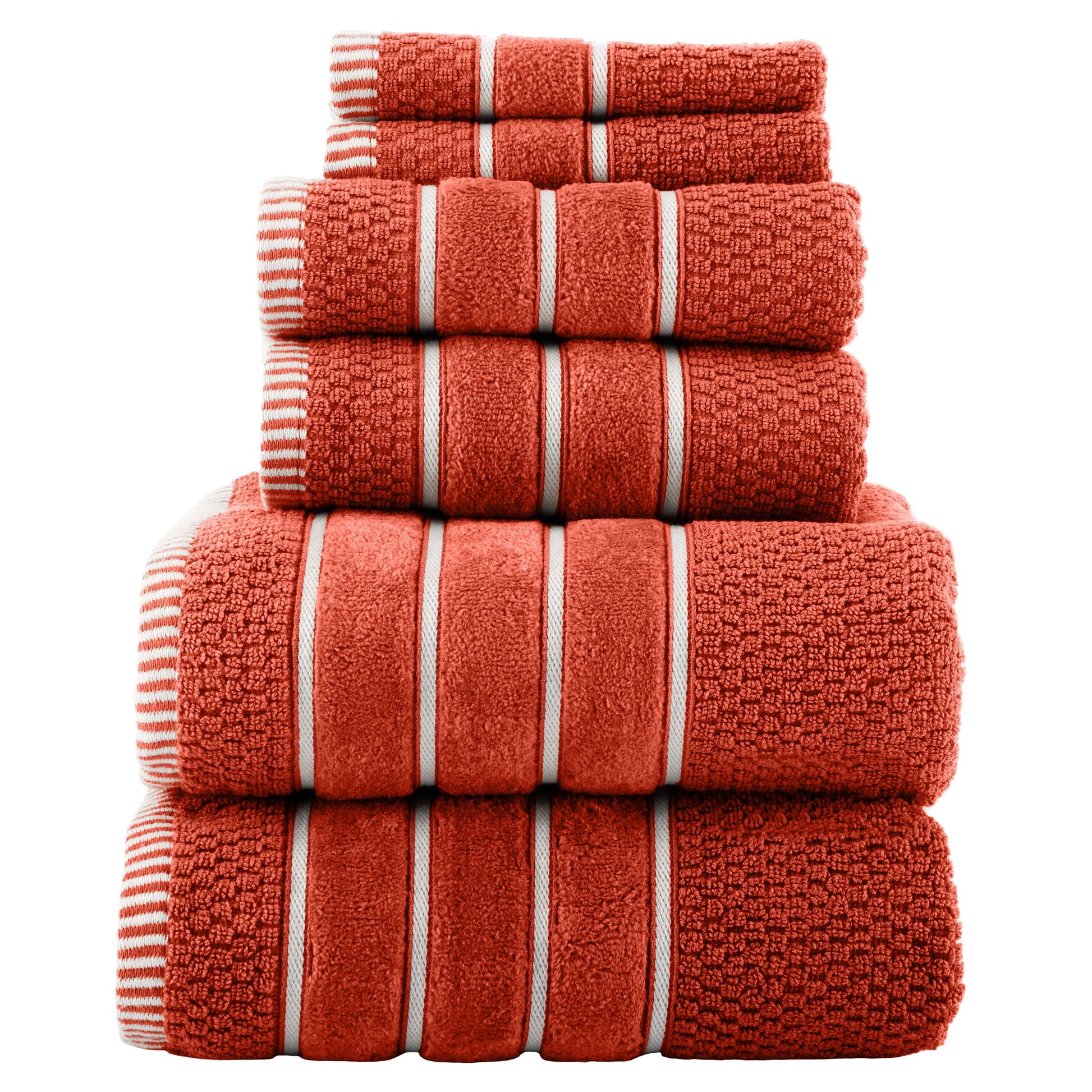 Somerset Home 6-Piece Combed Cotton Rice Weave Towel Set for Adult (Brick)