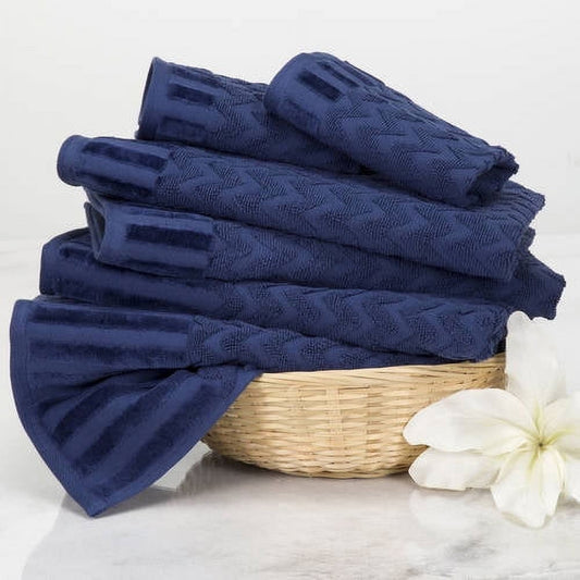 Somerset Home 6PC 625GSM 100% Cotton Towel Set for Bath, Gym, or Spa (Navy)