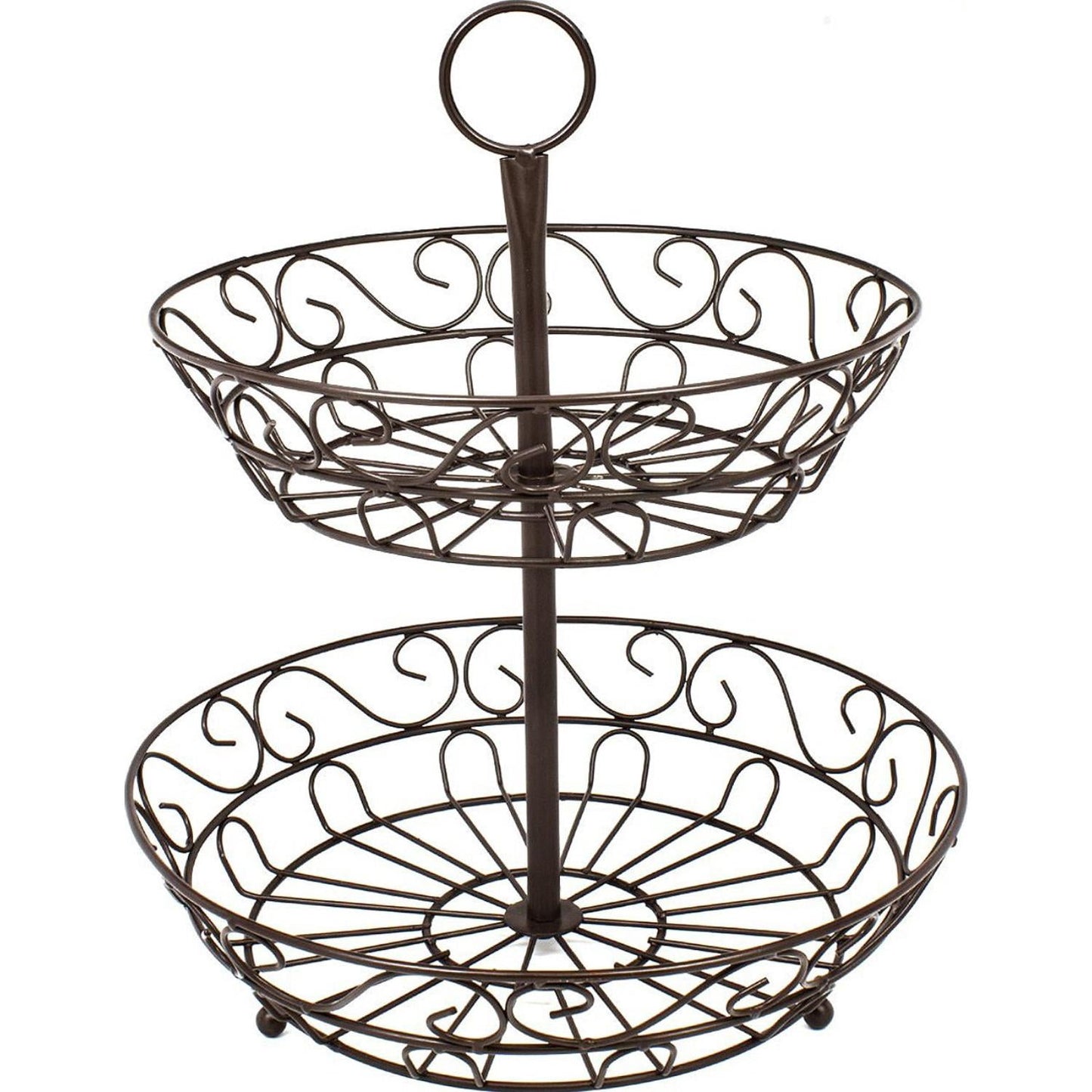 Sorbus 2-Tier Brown Metal Countertop Fruit Basket Stand, Kitchen Storage Organizer