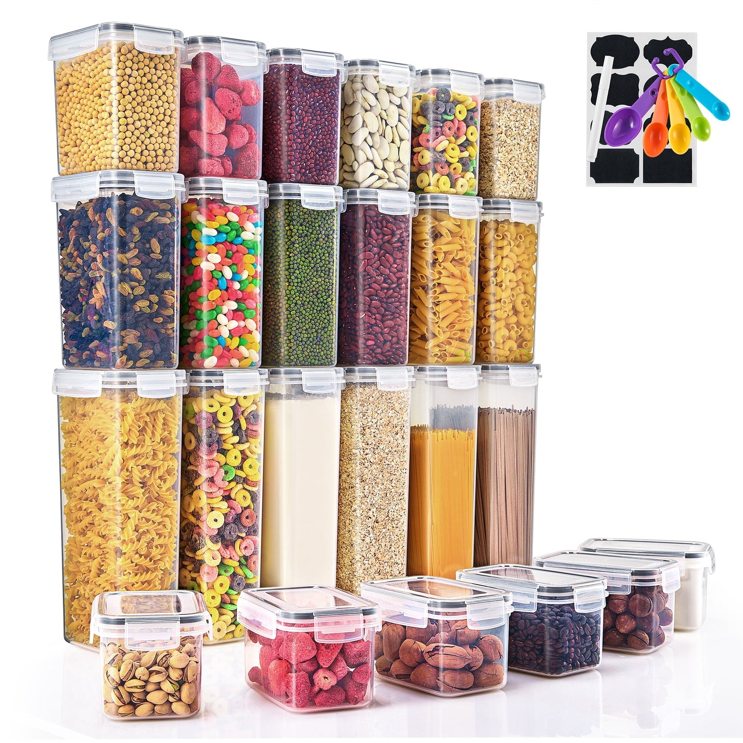 Sorbus 24-Pack Airtight Food Storage Containers with Labels, Marker, Spoons â€“ Kitchen Organizer