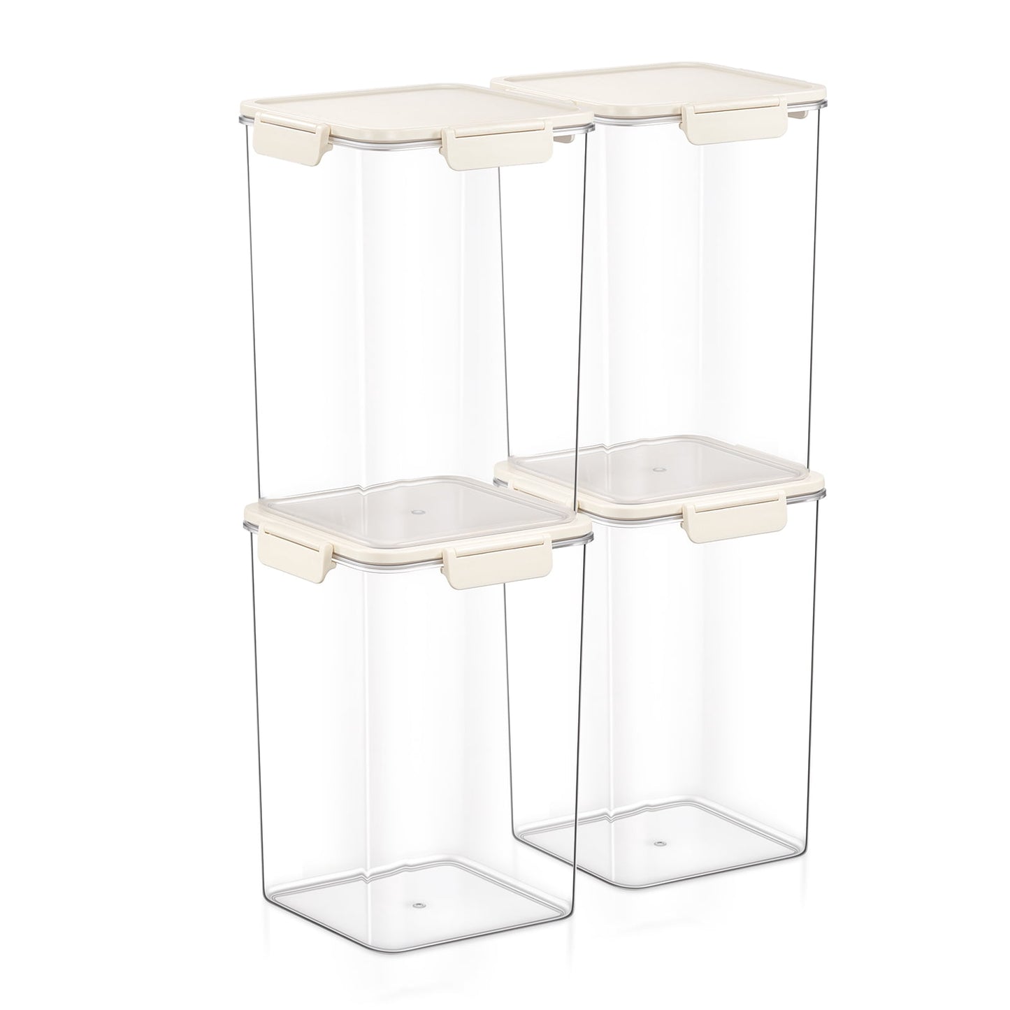 Sorbus 4-Pack Tall Square Airtight Food Storage Containers, Clear Stackable Pantry Organizers