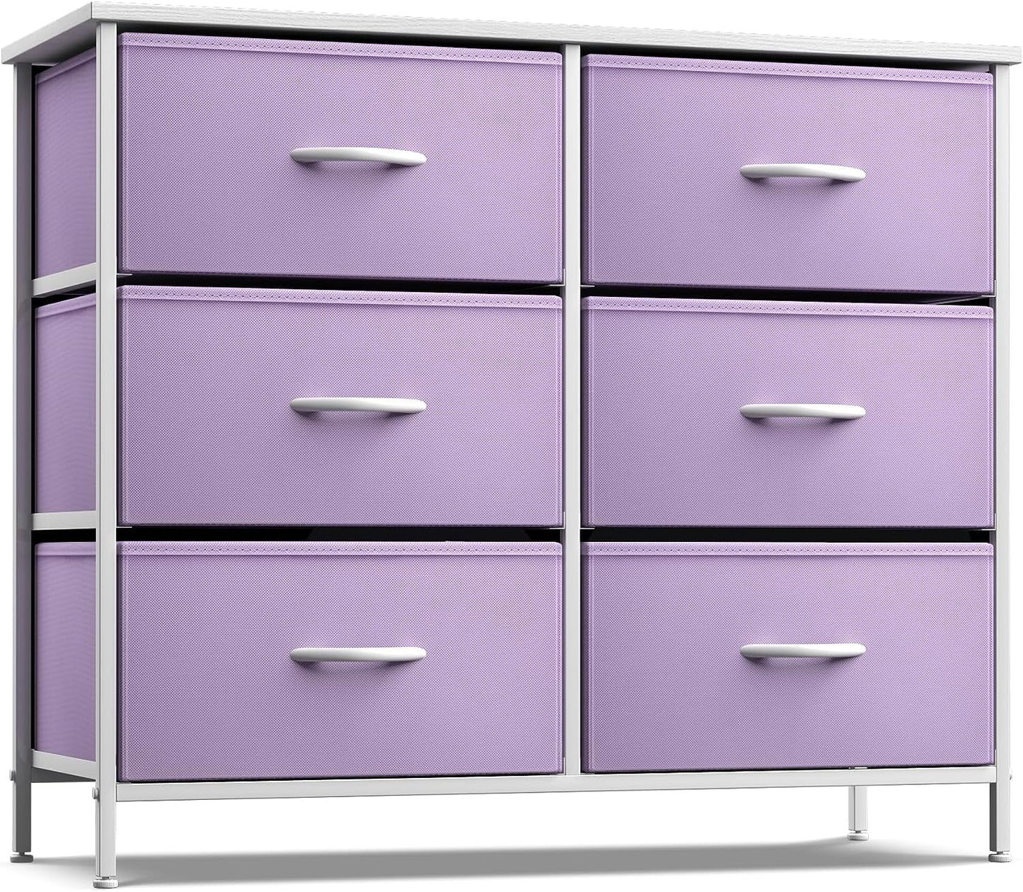 Sorbus 6-Drawer Dresser, Fabric Chest Organizer with Steel Frame & Wood Top, Purple