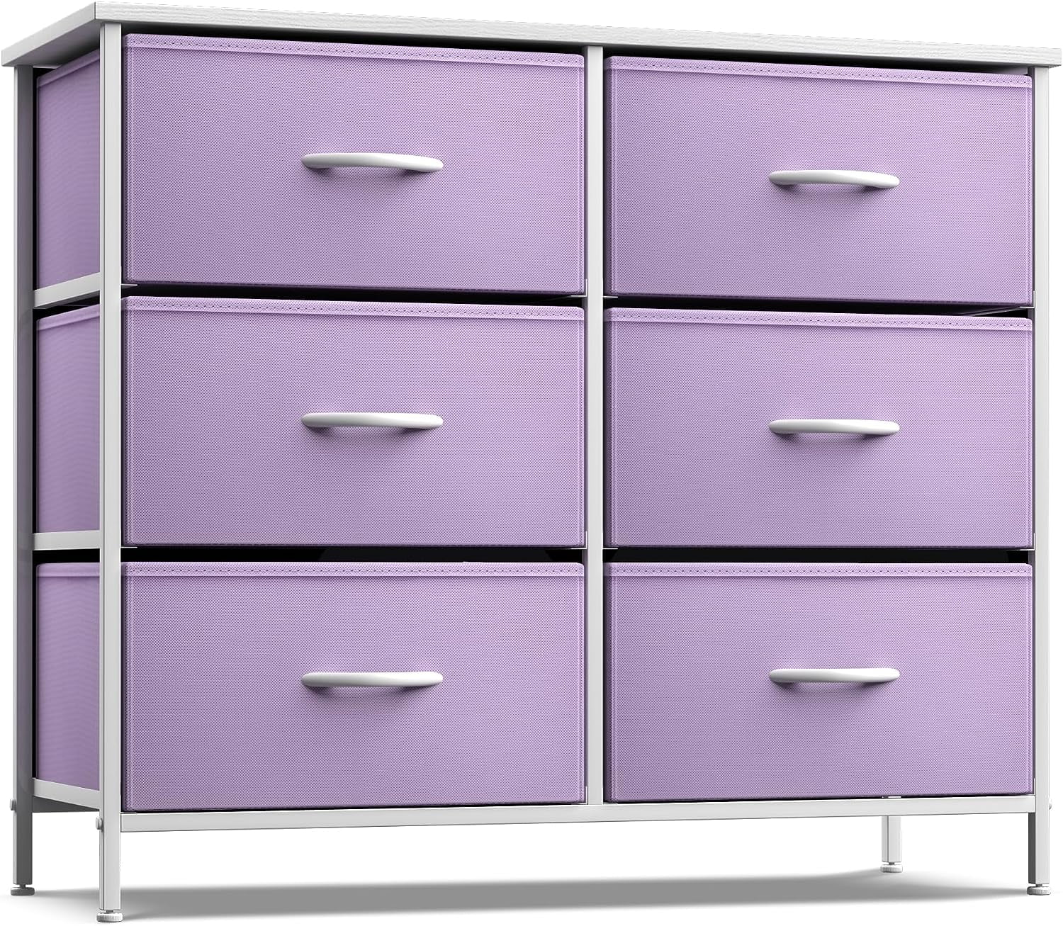 Sorbus 6-Drawer Dresser, Fabric Chest Organizer with Steel Frame & Wood Top, Purple