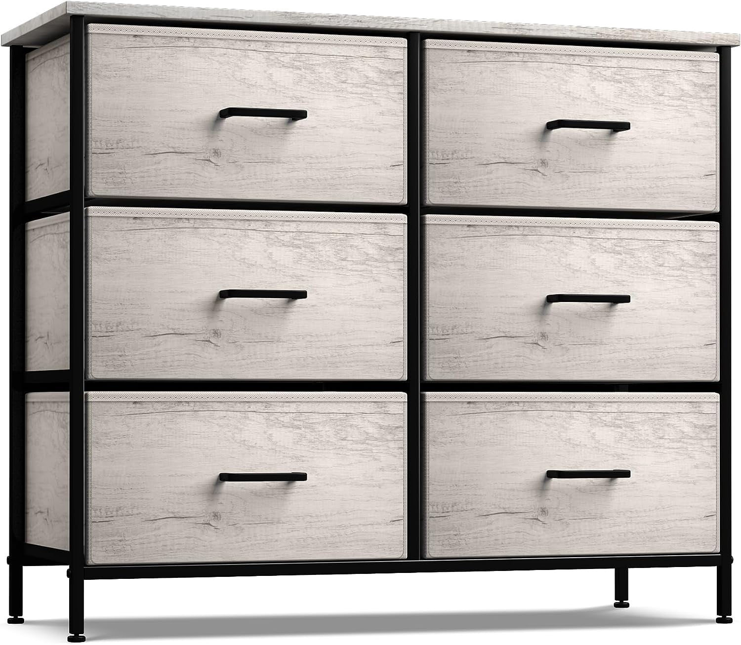 Sorbus 6-Drawer Dresser, Fabric Chest Organizer with Steel Frame & Wood Top, Black