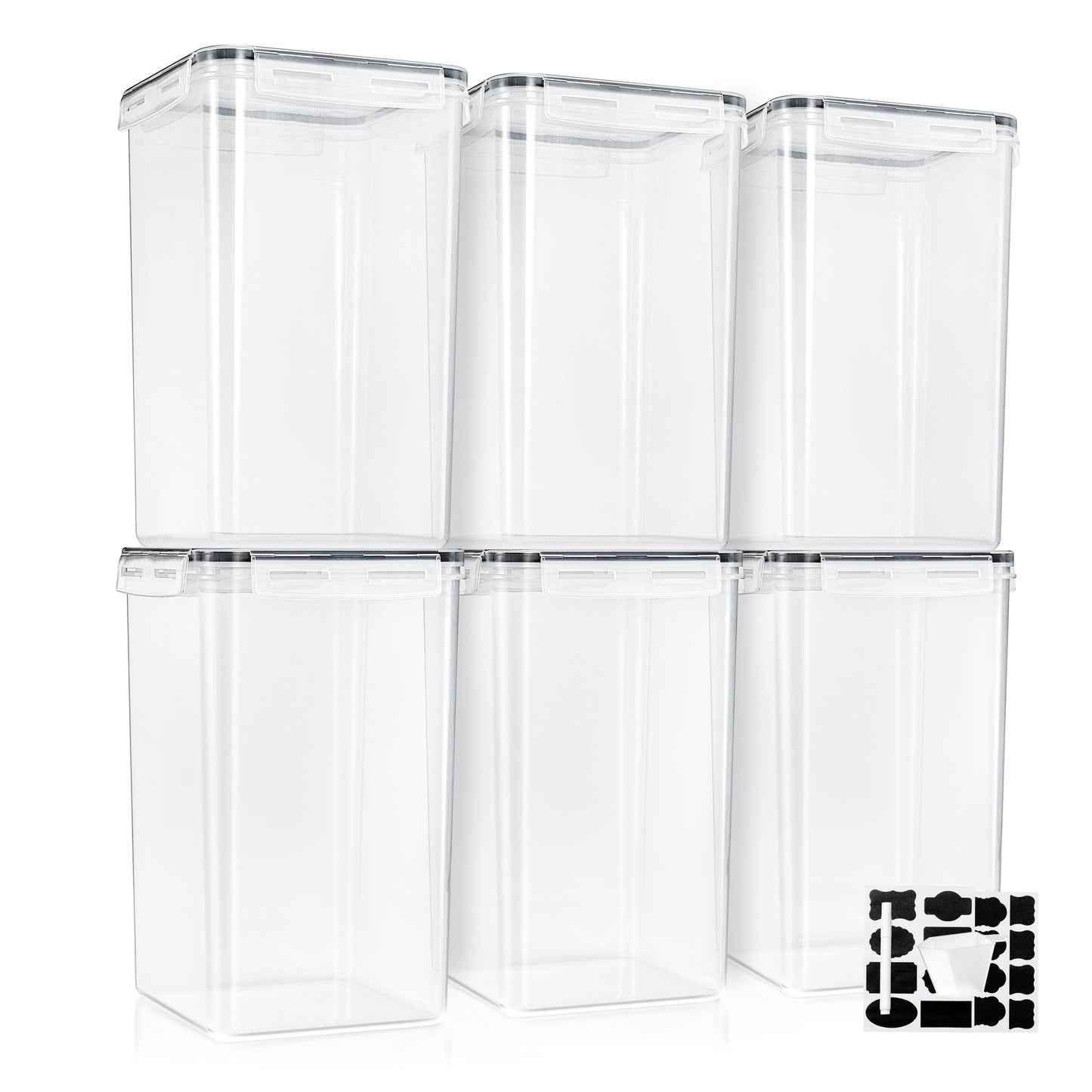 Sorbus 4-Pack Airtight Food Storage Containers 6.5L with Lids, Measuring Spoons and Labels