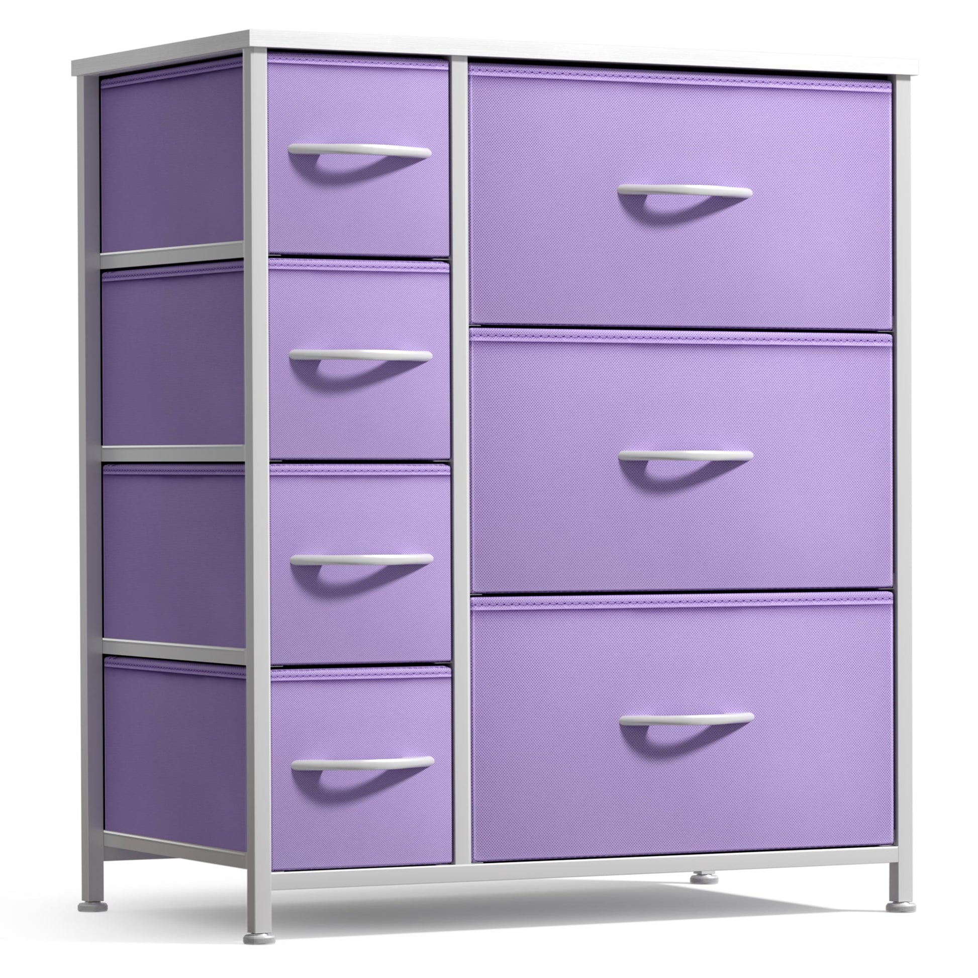 Sorbus 7 Drawer Dresser Storage Chest for Kids Bedroom with Fabric Bins Purple