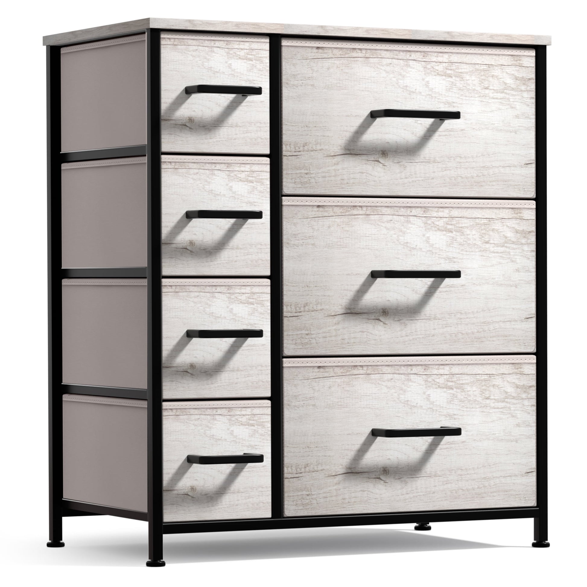 Sorbus 7 Drawer Dresser Storage Chest for Kids Bedroom with Fabric Bins Rustic Beige