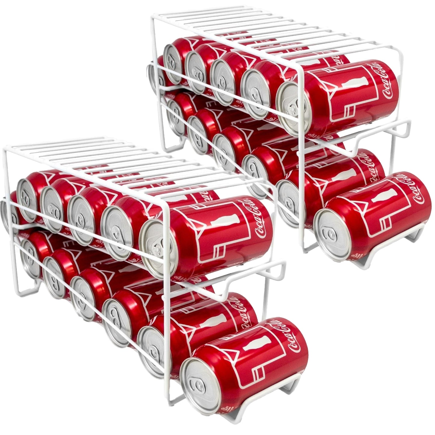 Sorbus Soda Can Metal Rack Dispenser: Holds 12 Standard 12oz Cans, White, 2-Pack (Total 24 Cans)