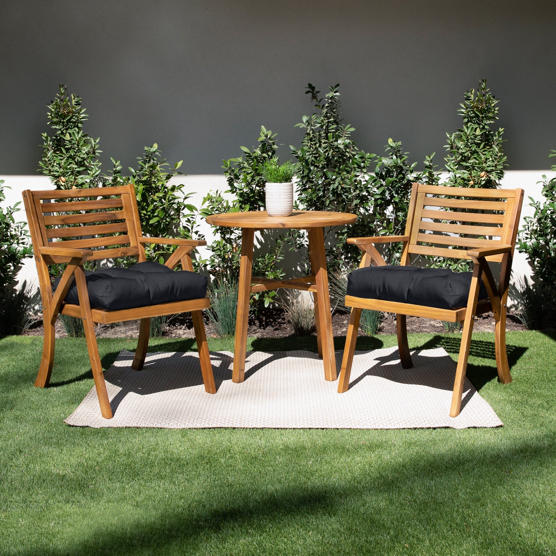 Sorra Home Black Tufted Chair Cushion Square Back 16 x 16 x 3 (Set of 2)