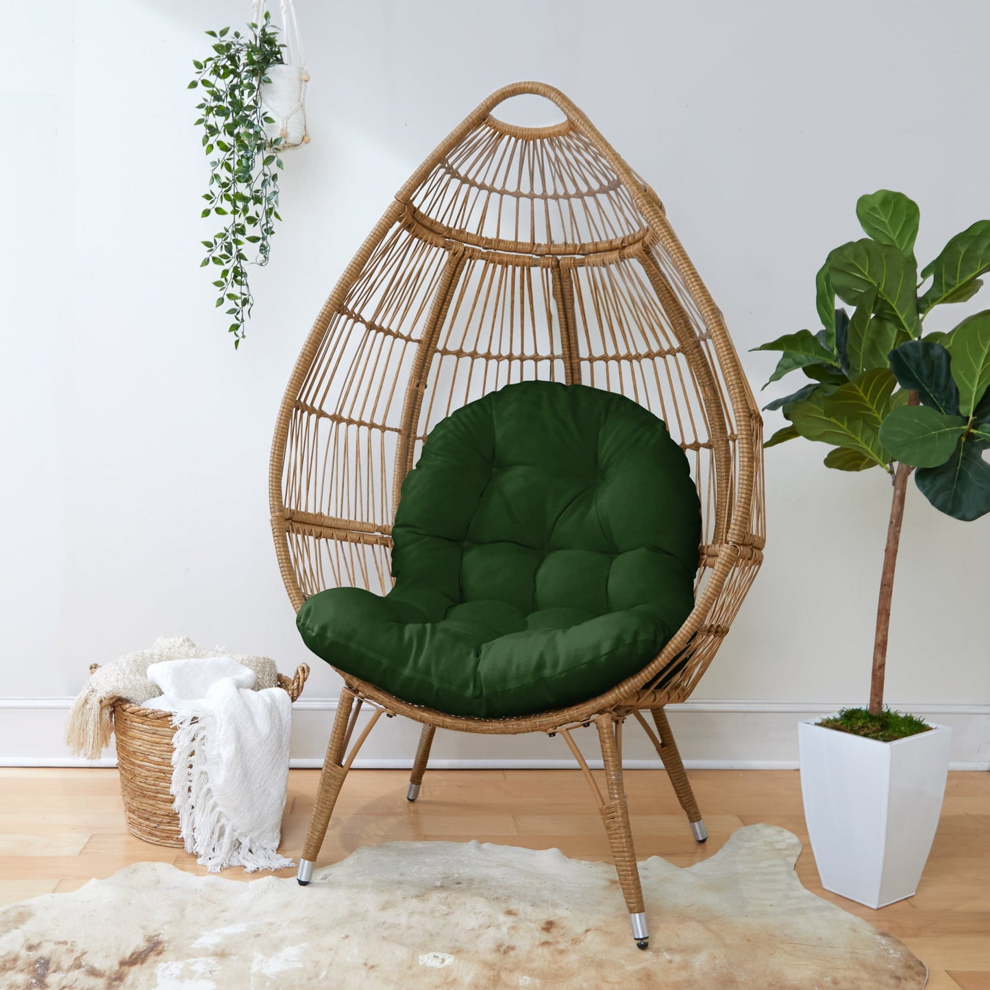Sorra Home Indoor Hunter Green Egg Chair Cushion 44 in x 27 in x 4 in