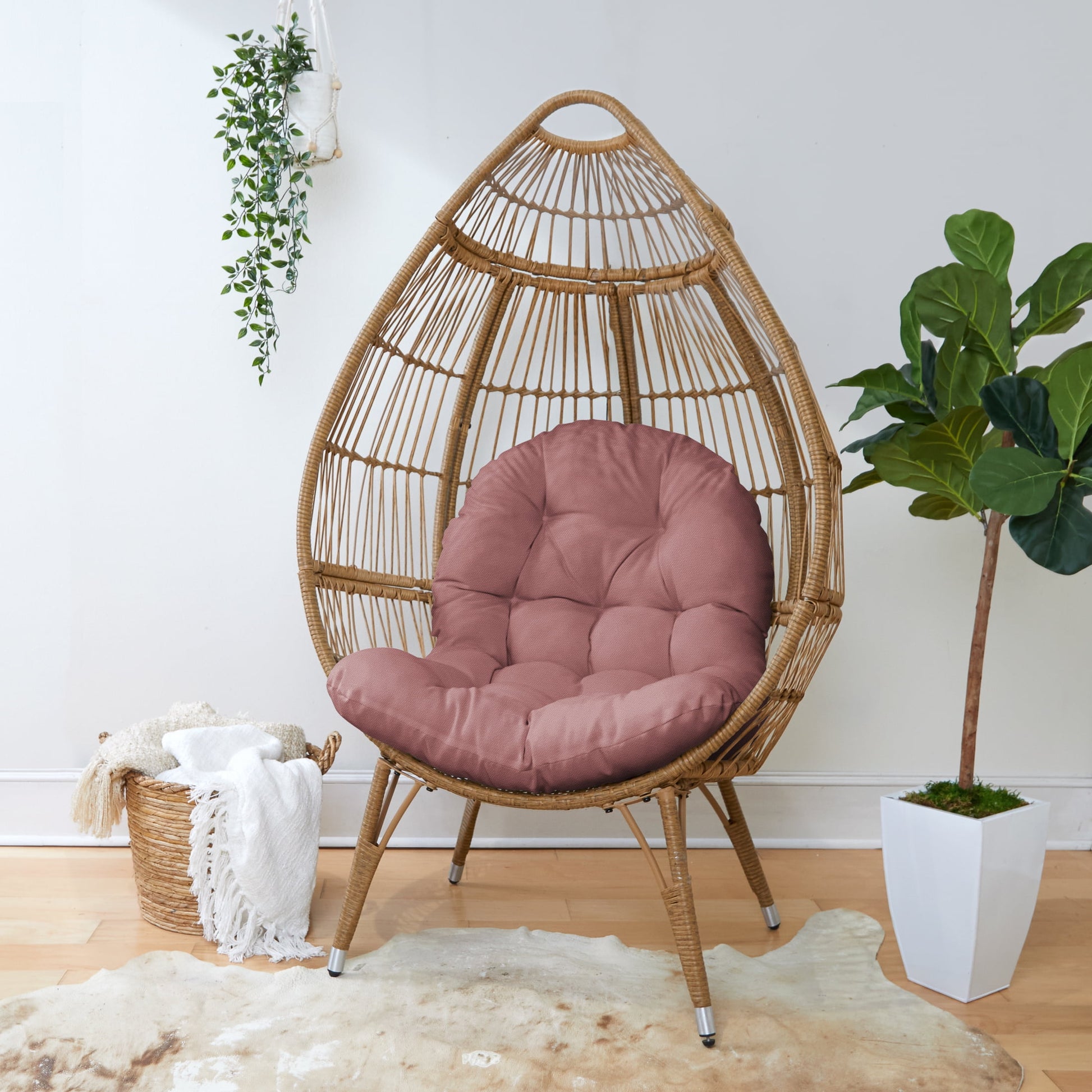 Sorra Home Indoor Mauve Egg Chair Cushion 44 in x 27 in x 4 in