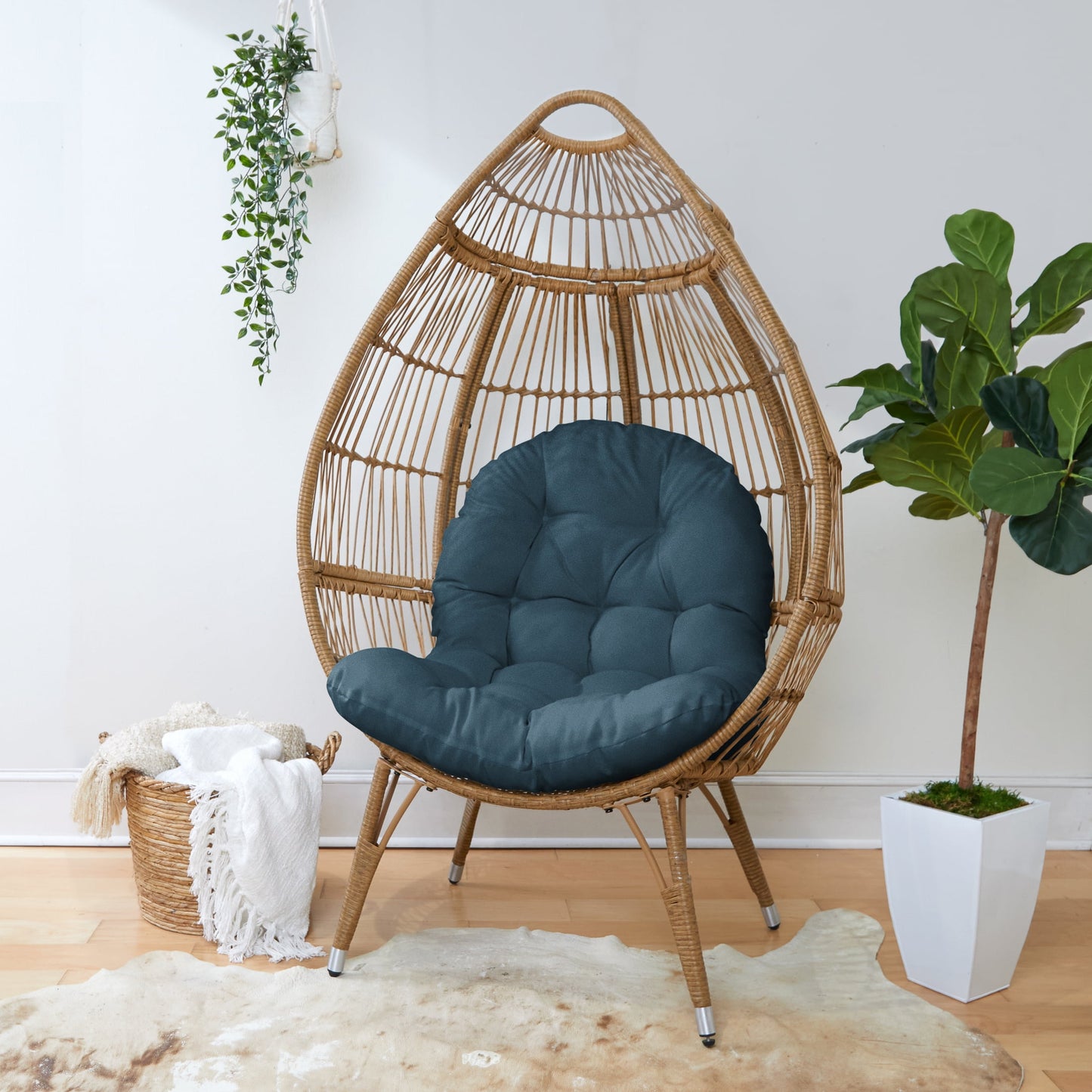 Sorra Home Indoor Wedge Wood Egg Chair Cushion 44 in x 27 in x 4 in