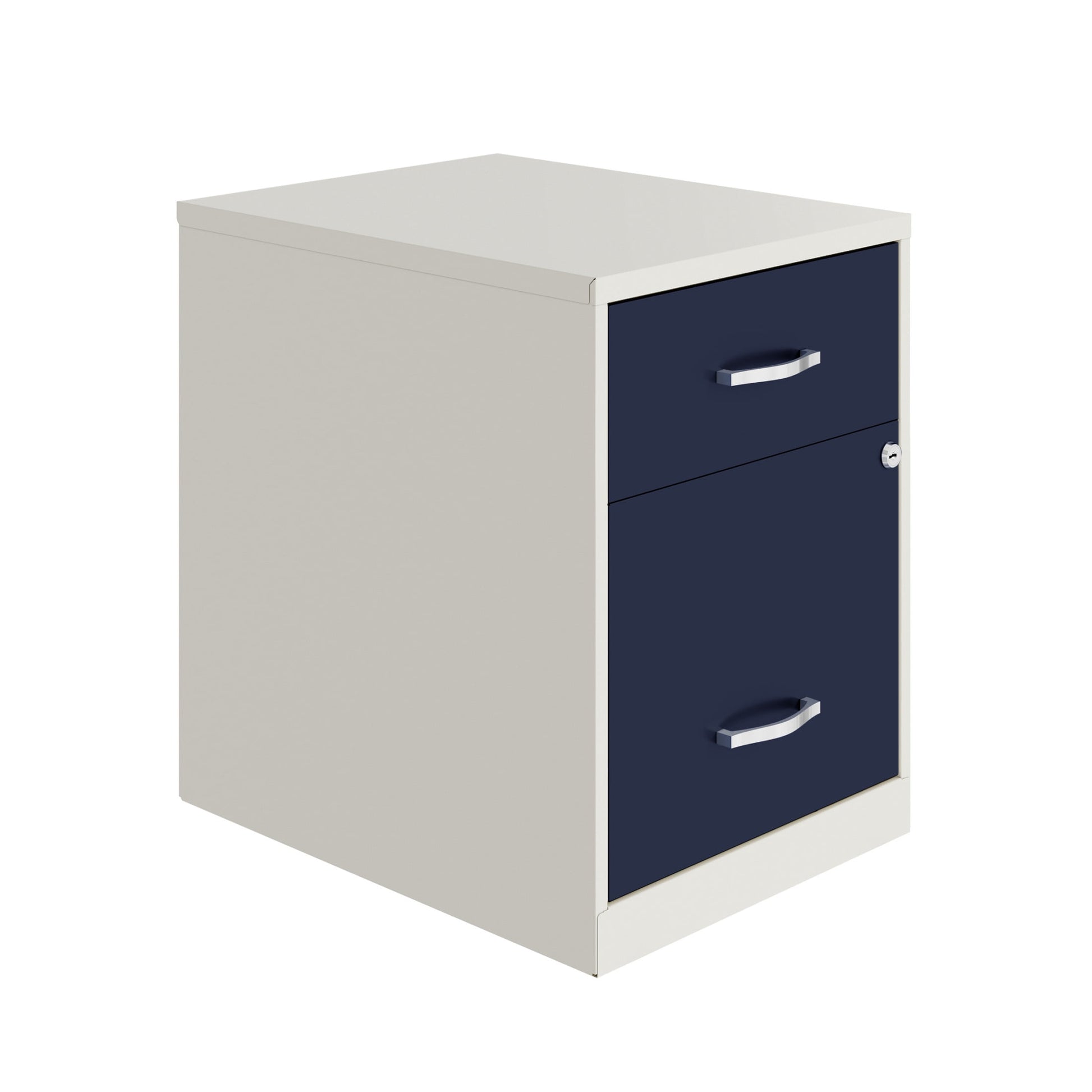 Space Solutions 18" Deep 2 Drawer Letter Width Vertical File Cabinet with Accessory Drawer, White/Navy
