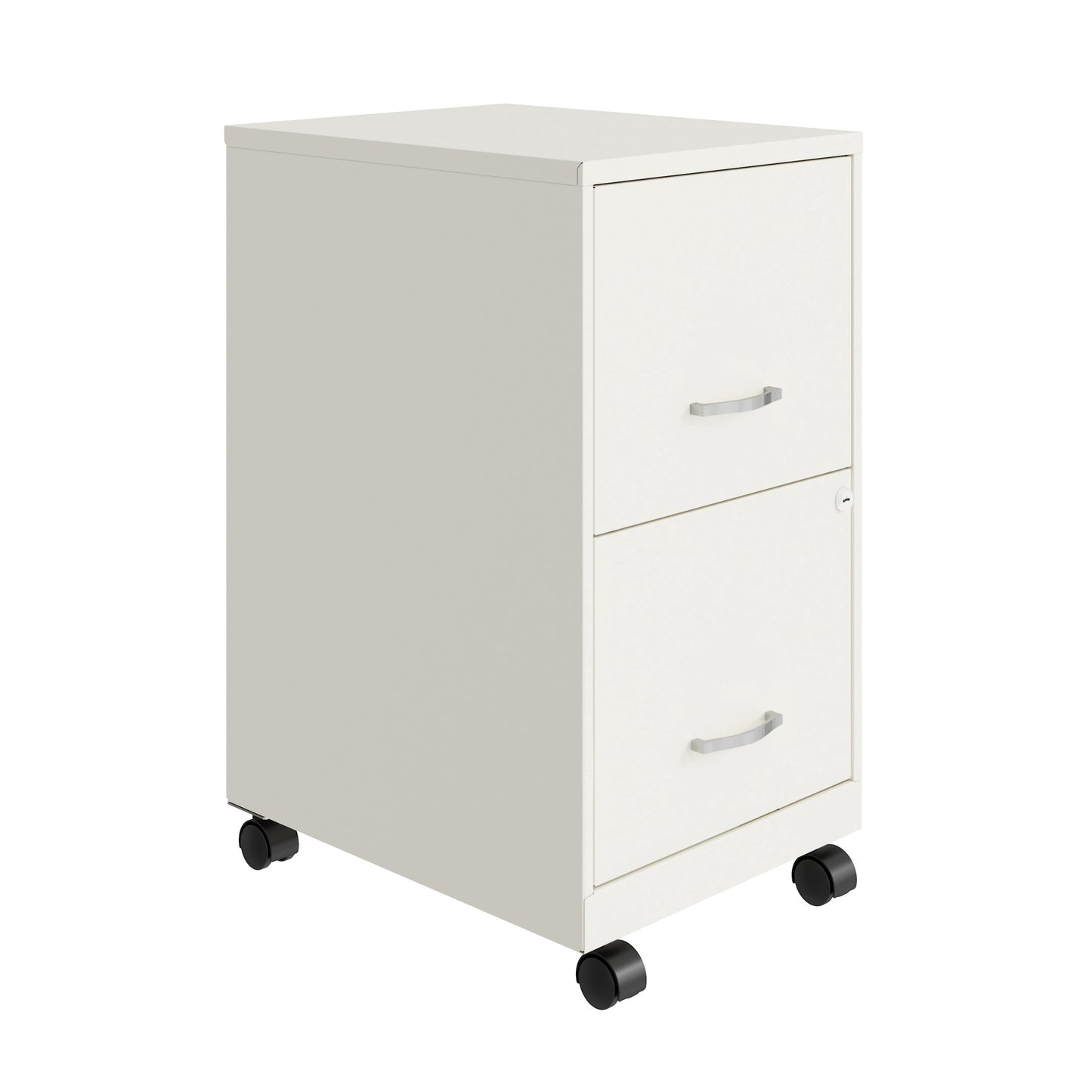 Space Solutions 18" Deep 2 Drawer Mobile Letter Width Vertical File Cabinet with Customizable with Gold or Chrome Handles, White