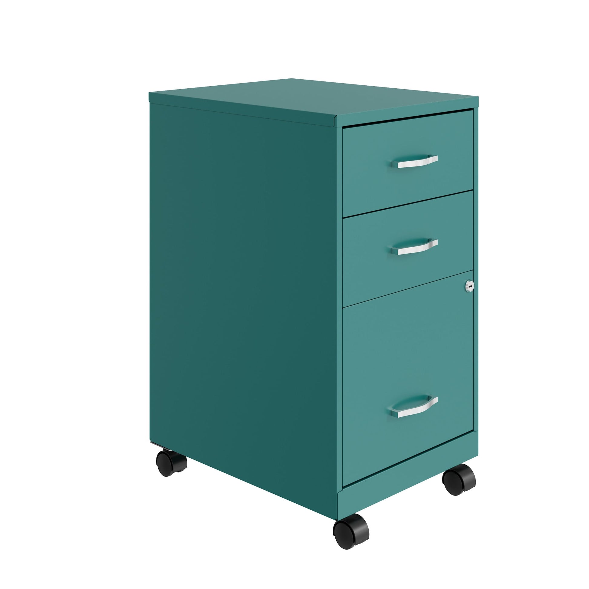 Space Solutions 18" Deep 3 Drawer Mobile Letter Width Vertical File Cabinet, Silver