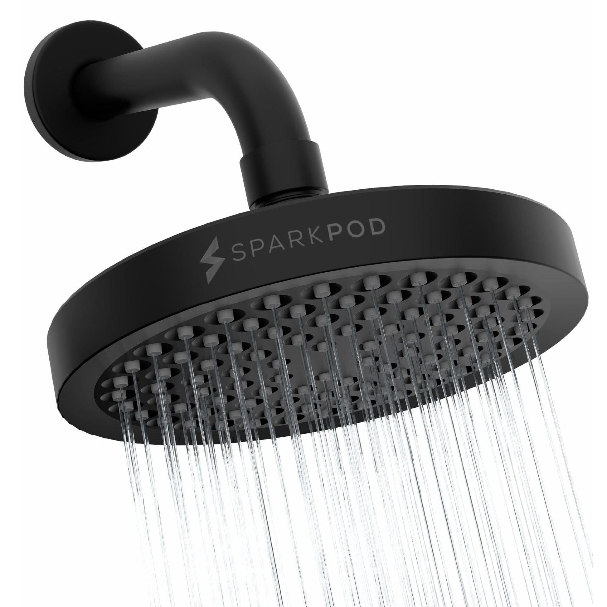 SparkPod 6-Inch Matte Black High-Pressure Round Showerhead